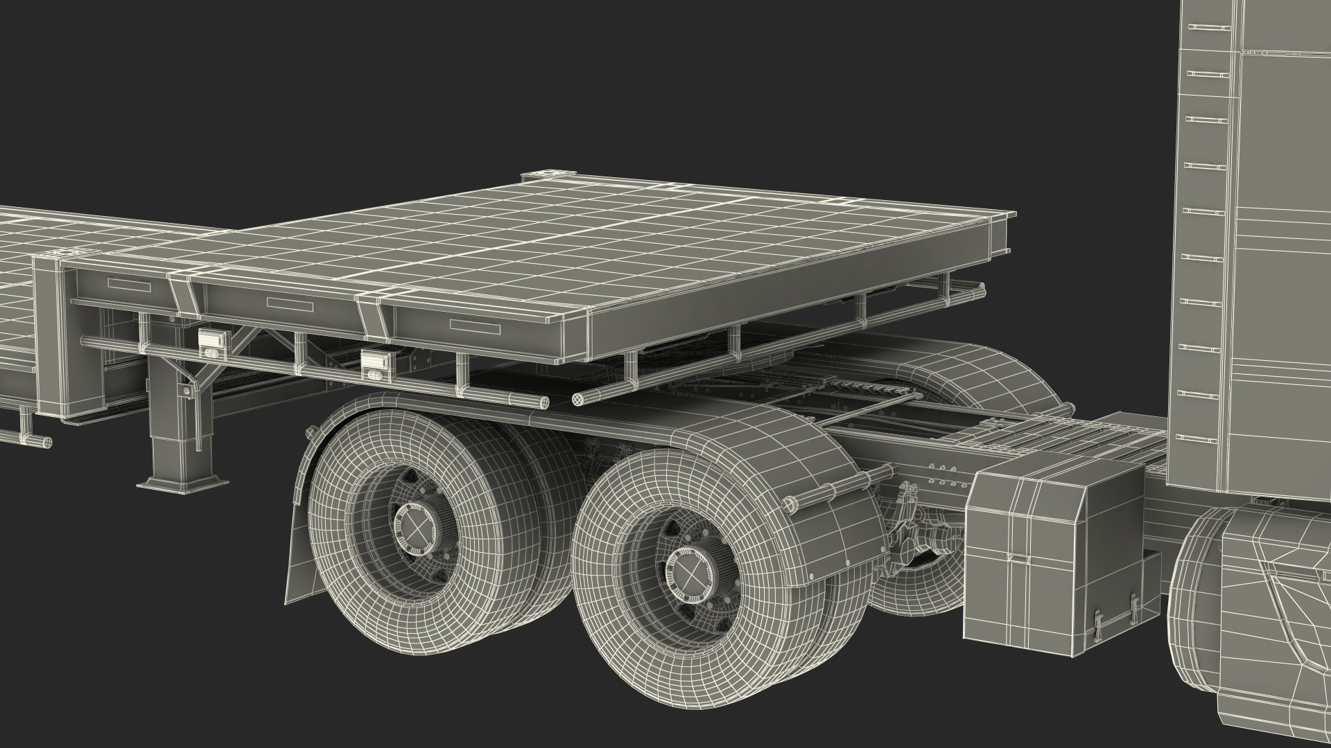 Mack Anthem Truck with Single Drop Tri Axle Extendable Trailer 3D