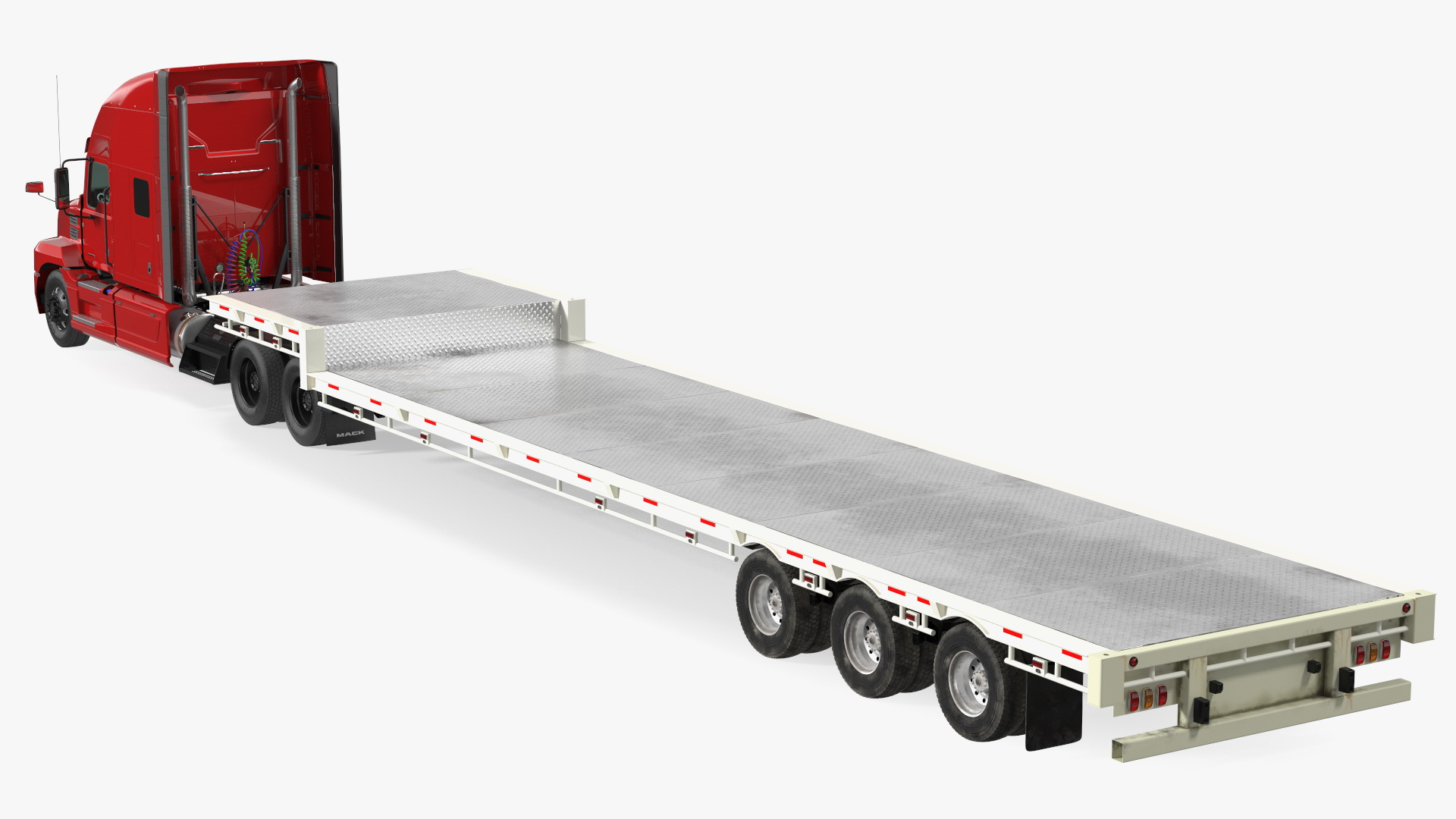 Mack Anthem Truck with Single Drop Tri Axle Extendable Trailer 3D