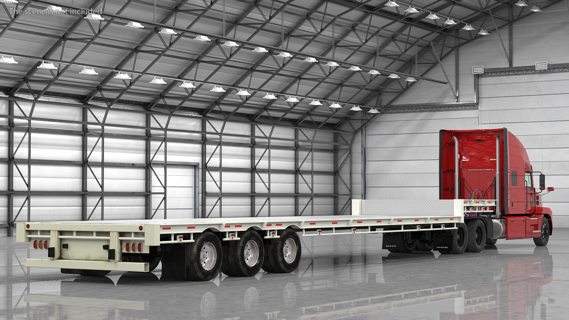 Mack Anthem Truck with Single Drop Tri Axle Extendable Trailer 3D