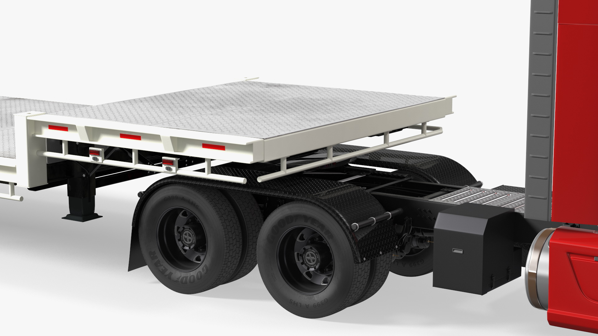 Mack Anthem Truck with Single Drop Tri Axle Extendable Trailer 3D