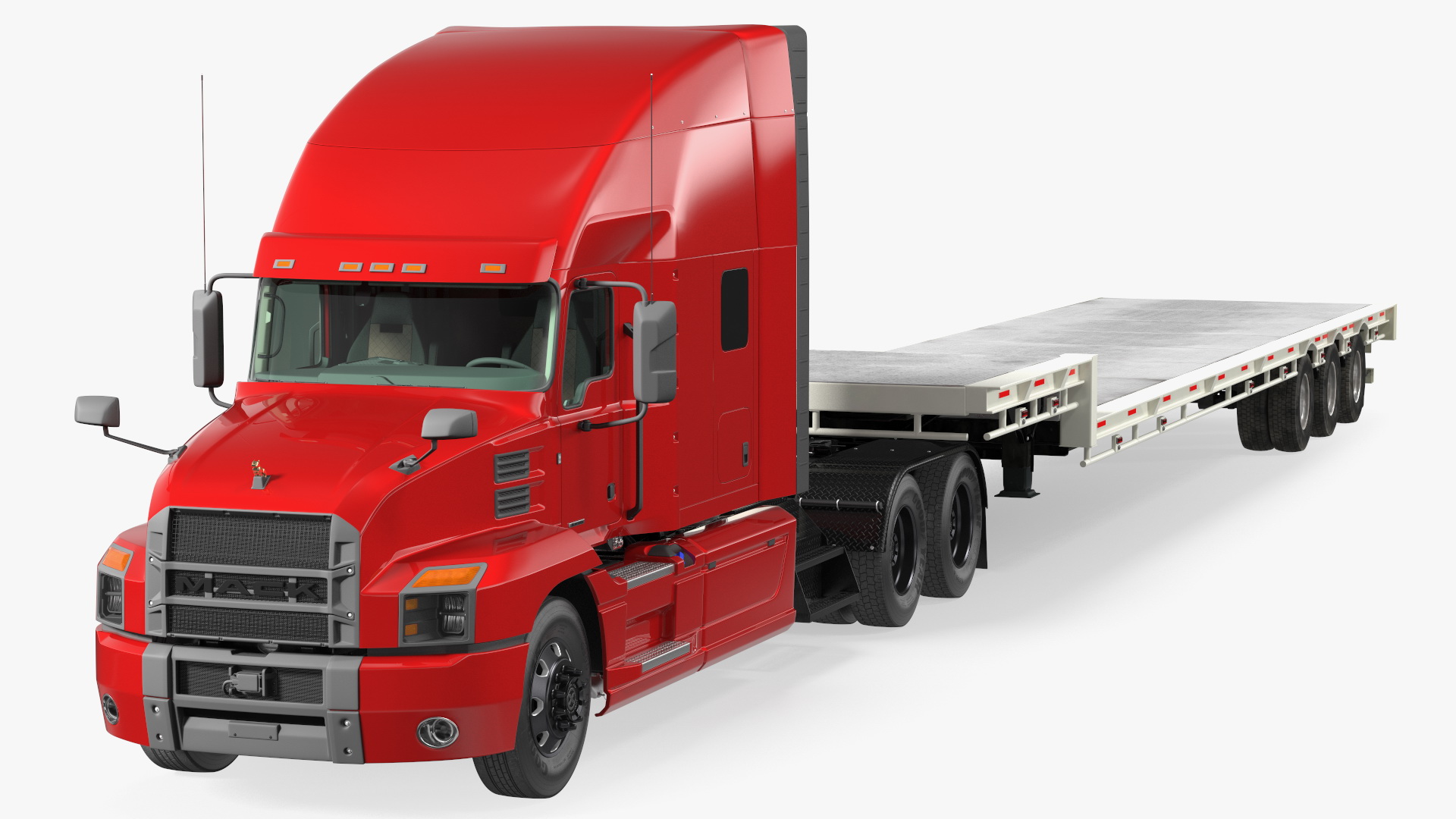 Mack Anthem Truck with Single Drop Tri Axle Extendable Trailer 3D