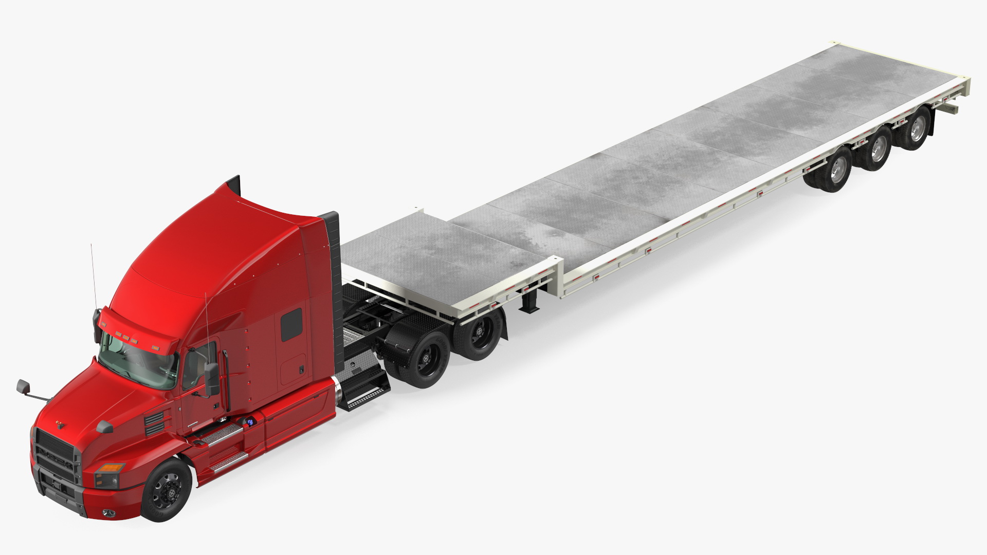 Mack Anthem Truck with Single Drop Tri Axle Extendable Trailer 3D