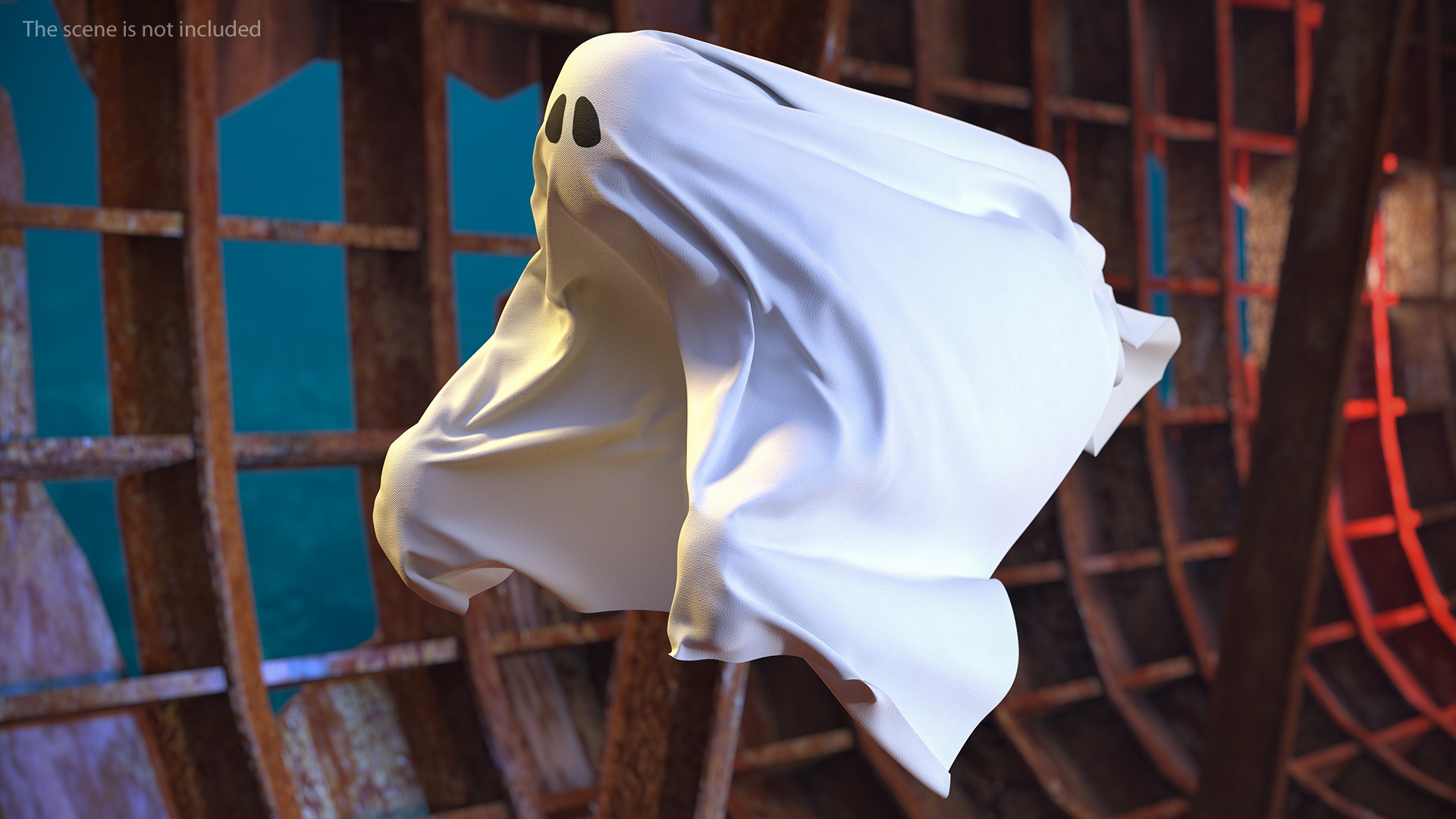 White Ghost Sheet Flying 3D model