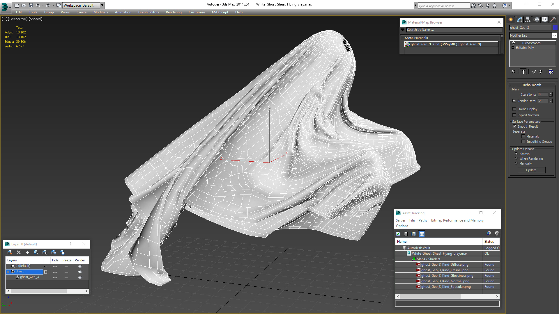 White Ghost Sheet Flying 3D model