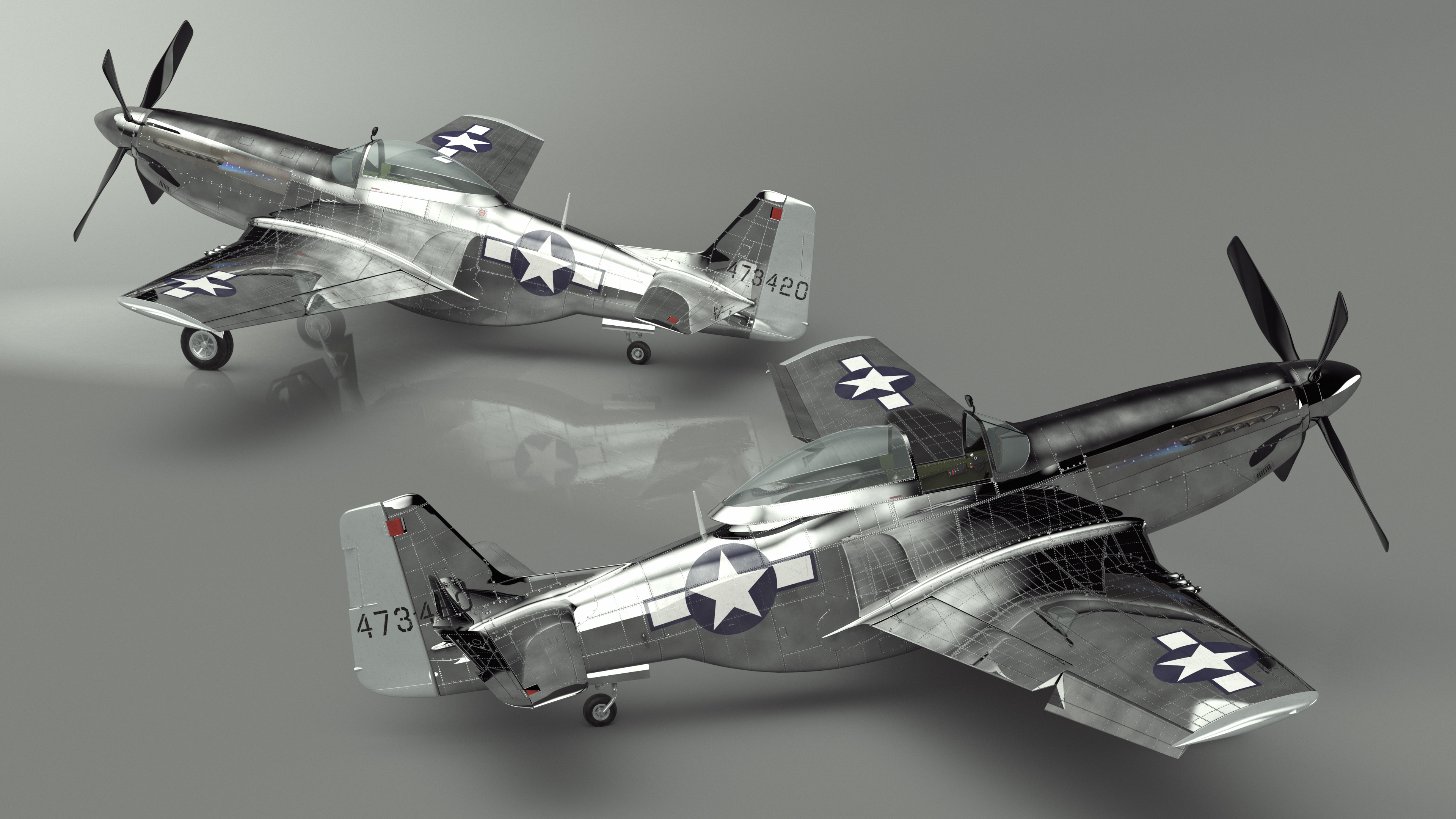 3D model North American P-51 Rigged for Cinema 4D