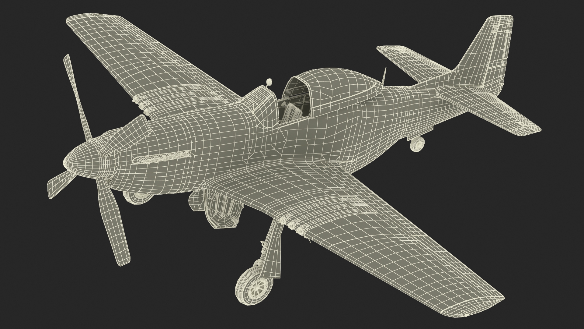 3D model North American P-51 Rigged for Cinema 4D