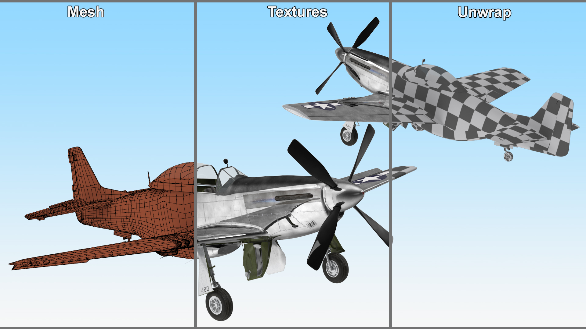 3D model North American P-51 Rigged for Cinema 4D
