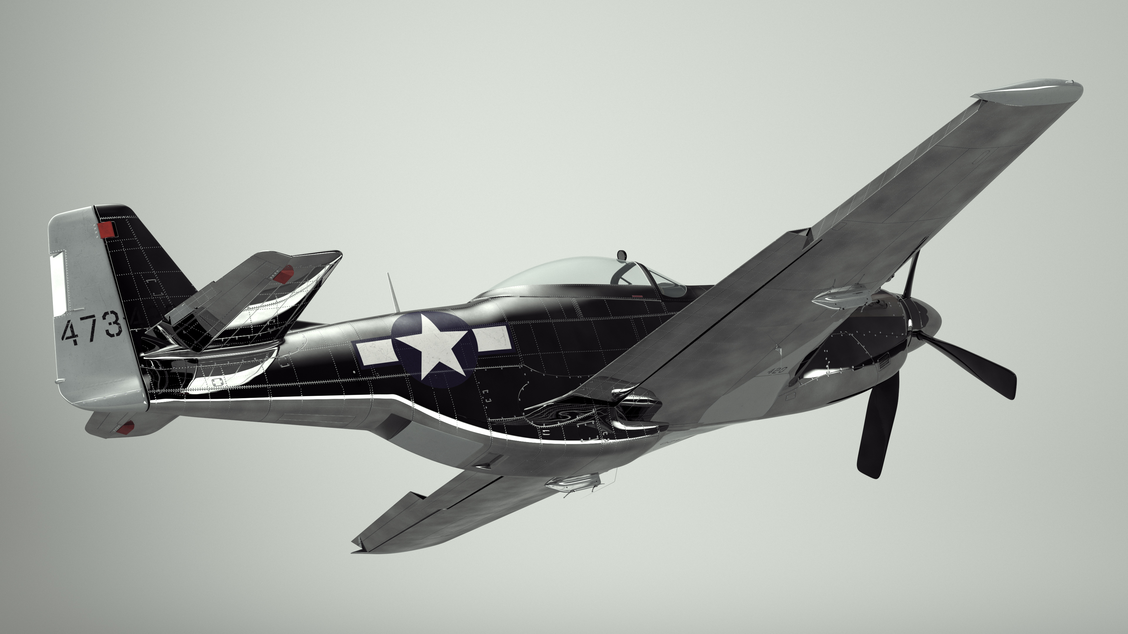 3D model North American P-51 Rigged for Cinema 4D