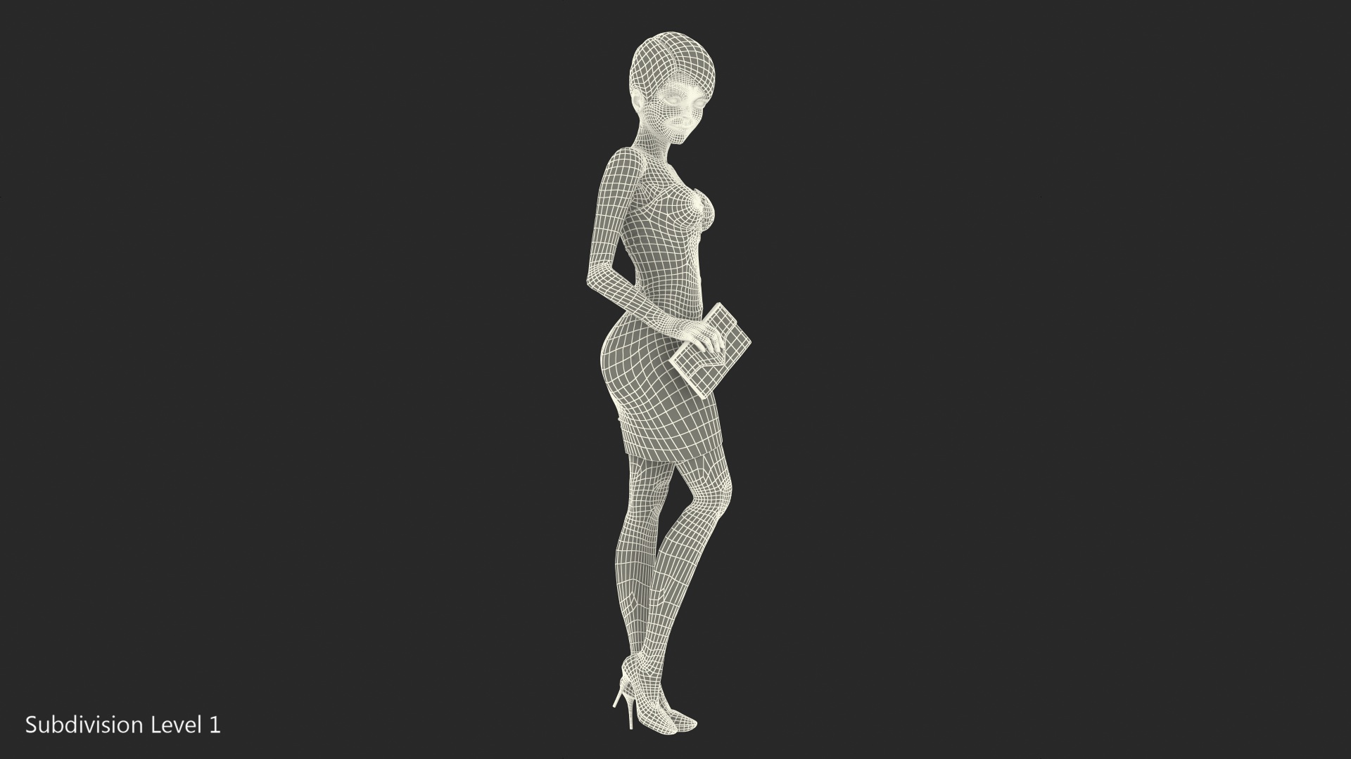 3D Cartoon Young Girl Party Clothes Standing Pose