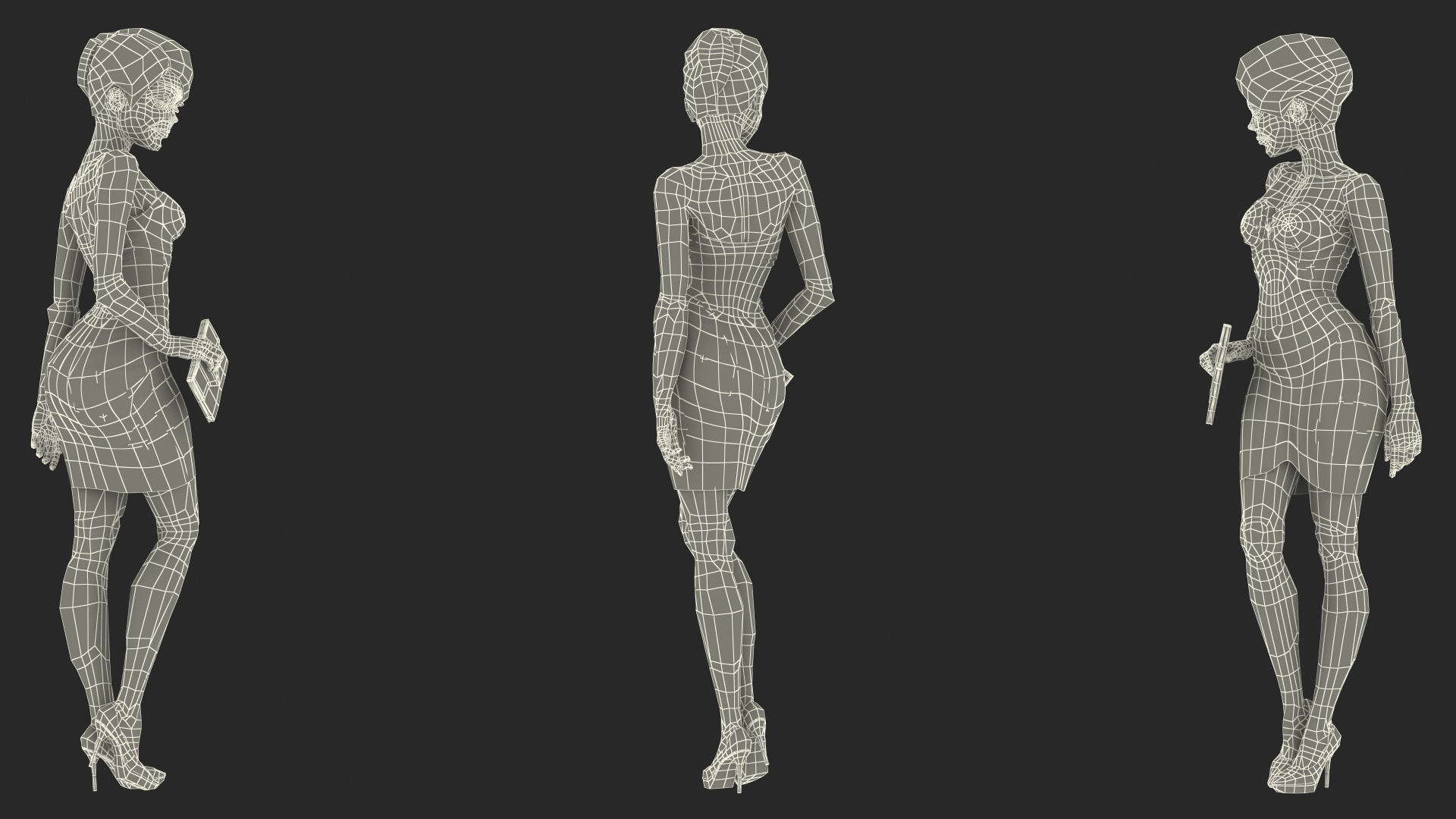 3D Cartoon Young Girl Party Clothes Standing Pose