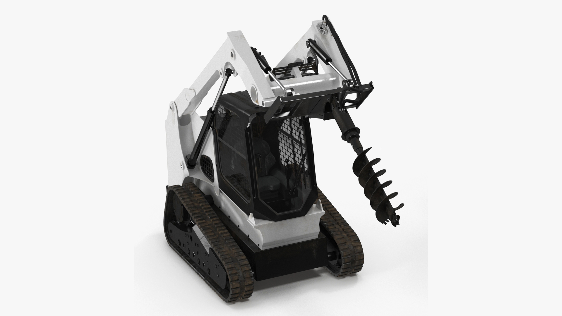 3D Track Skid Steer with Post Hole Auger Rigged for Maya model