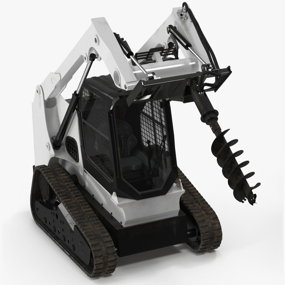3D Track Skid Steer with Post Hole Auger Rigged for Maya model