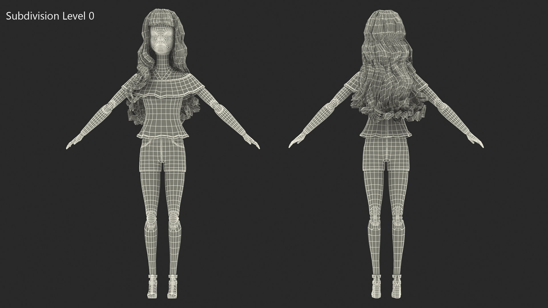 Barbie Doll Jeans Style Rigged for Maya 3D model
