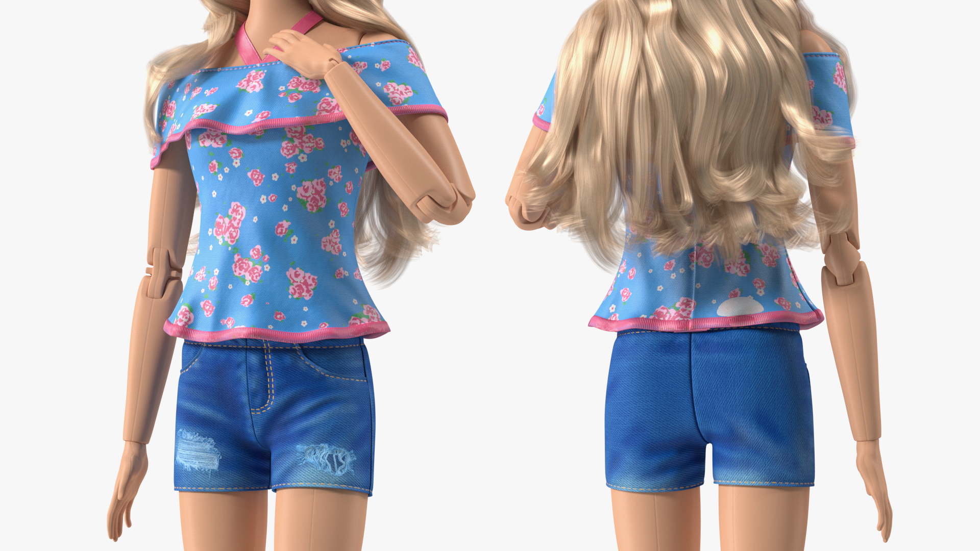 Barbie Doll Jeans Style Rigged for Maya 3D model