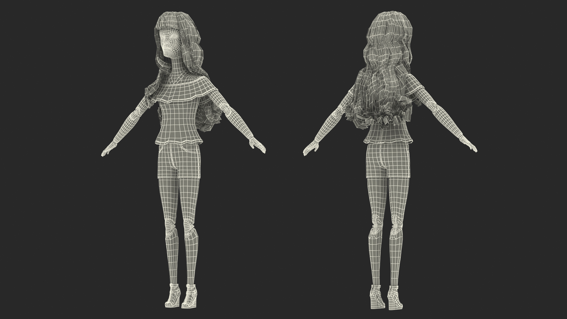 Barbie Doll Jeans Style Rigged for Maya 3D model