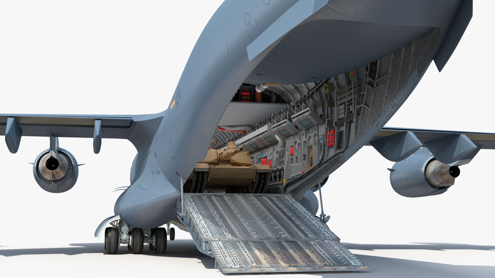 3D model C 17 Globemaster III Tactical Transport Aircraft with M1A2 Abrams Tank
