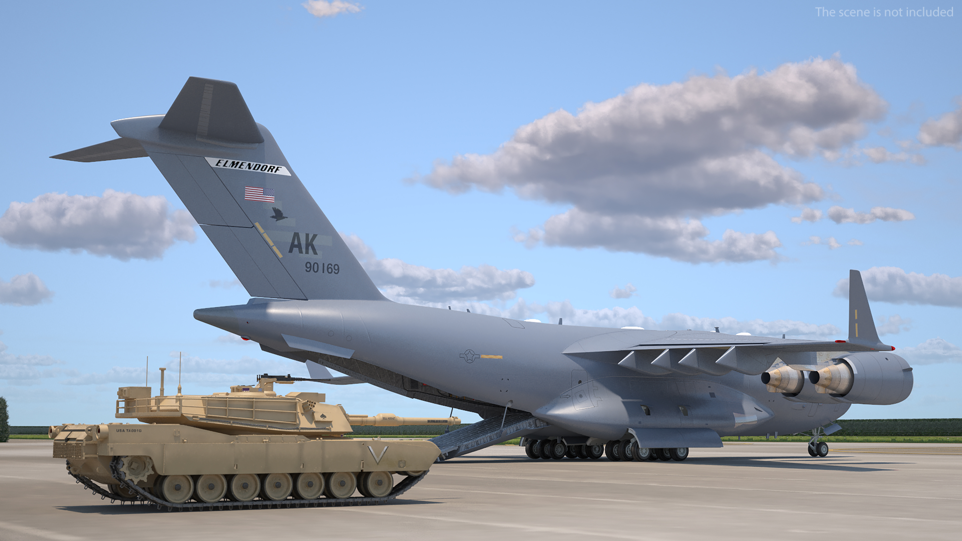 3D model C 17 Globemaster III Tactical Transport Aircraft with M1A2 Abrams Tank