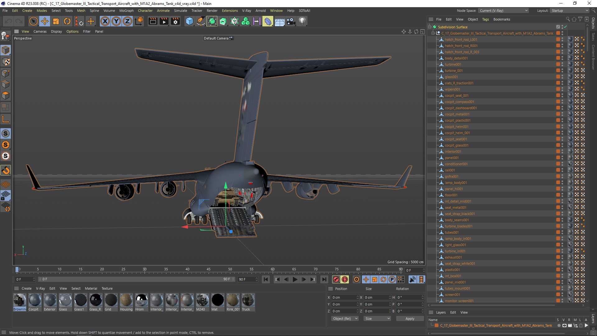 3D model C 17 Globemaster III Tactical Transport Aircraft with M1A2 Abrams Tank