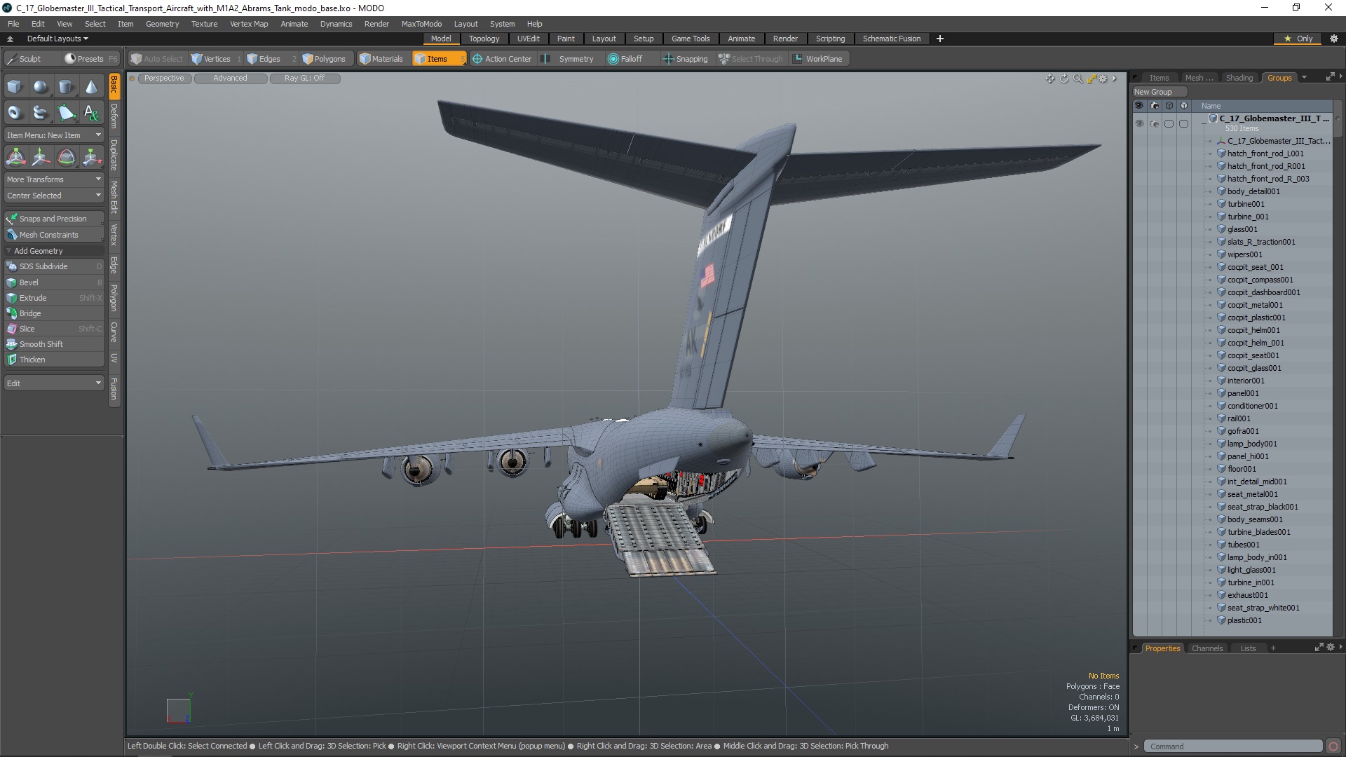 3D model C 17 Globemaster III Tactical Transport Aircraft with M1A2 Abrams Tank