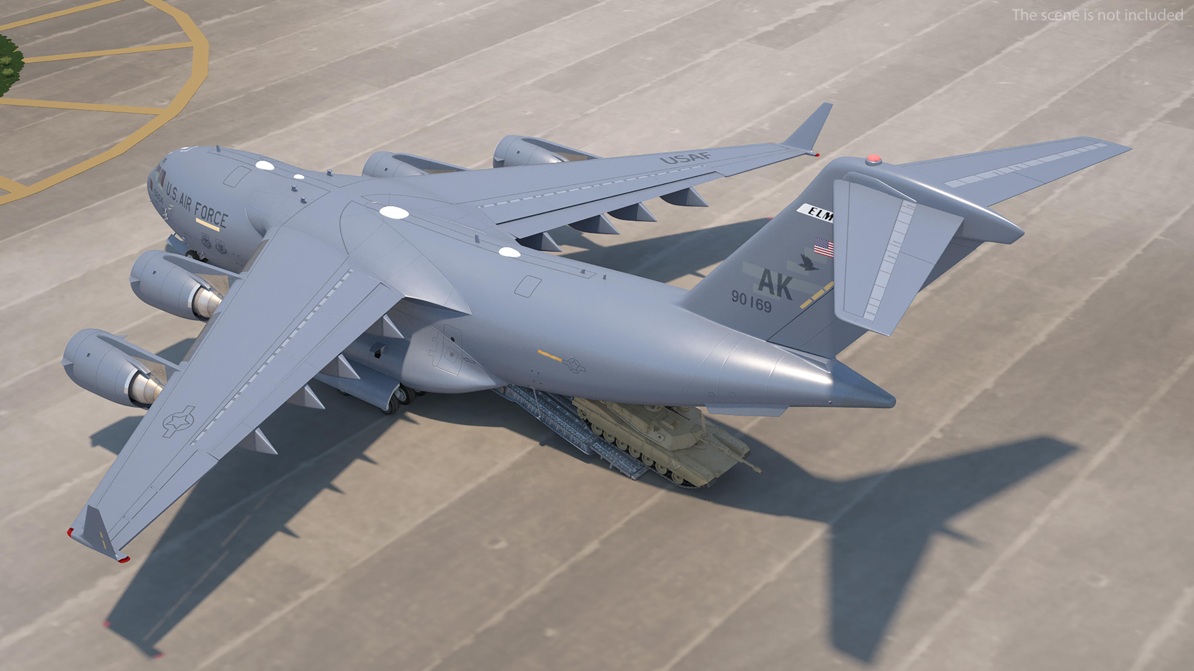 3D model C 17 Globemaster III Tactical Transport Aircraft with M1A2 Abrams Tank