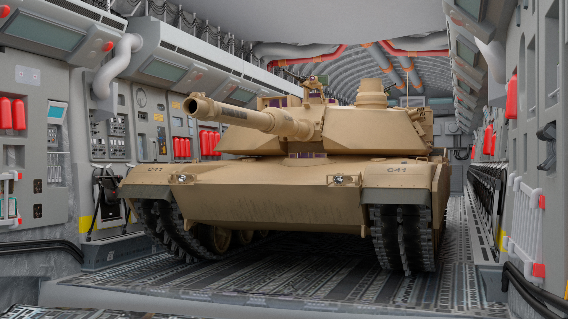 3D model C 17 Globemaster III Tactical Transport Aircraft with M1A2 Abrams Tank