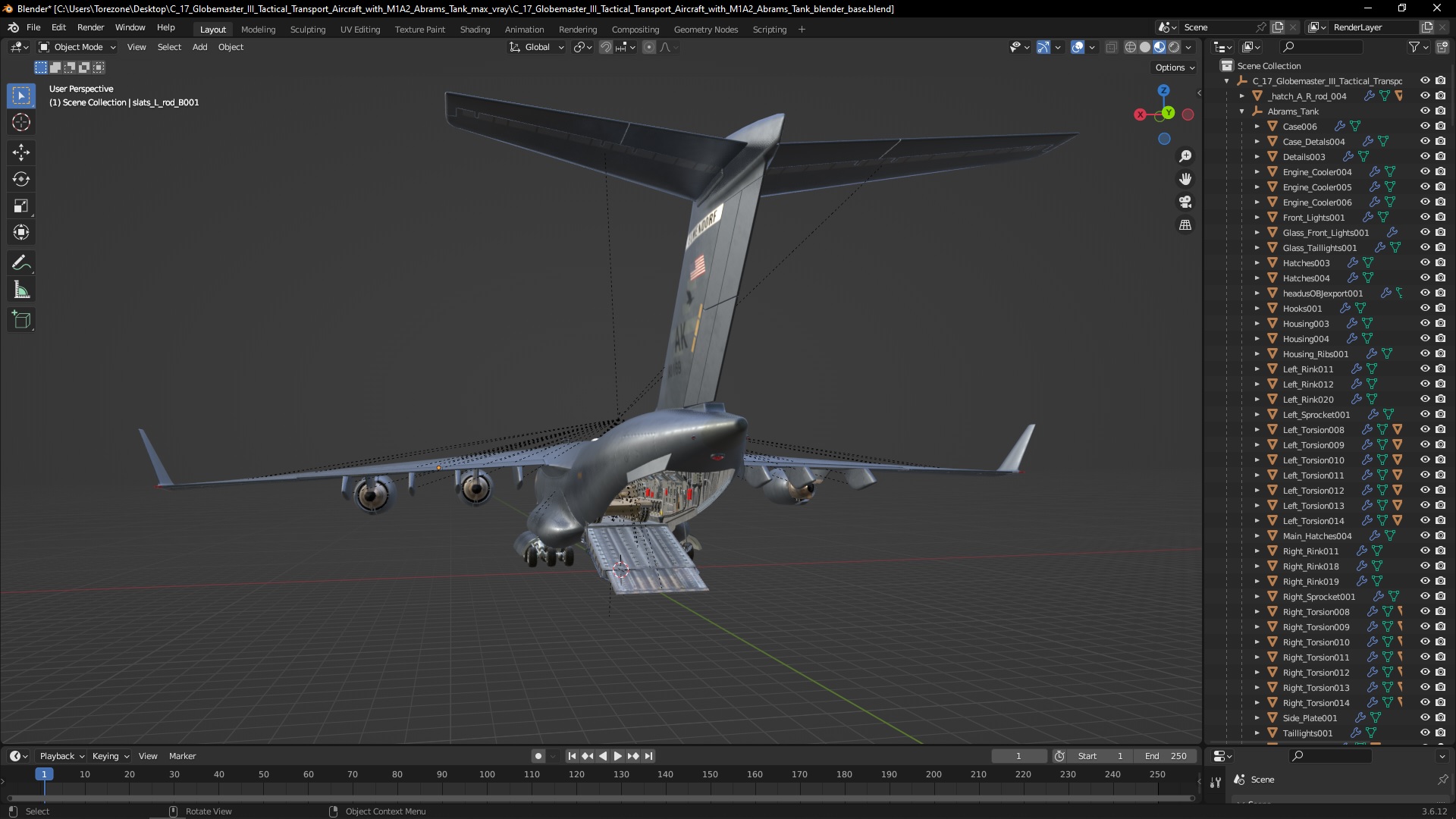 3D model C 17 Globemaster III Tactical Transport Aircraft with M1A2 Abrams Tank