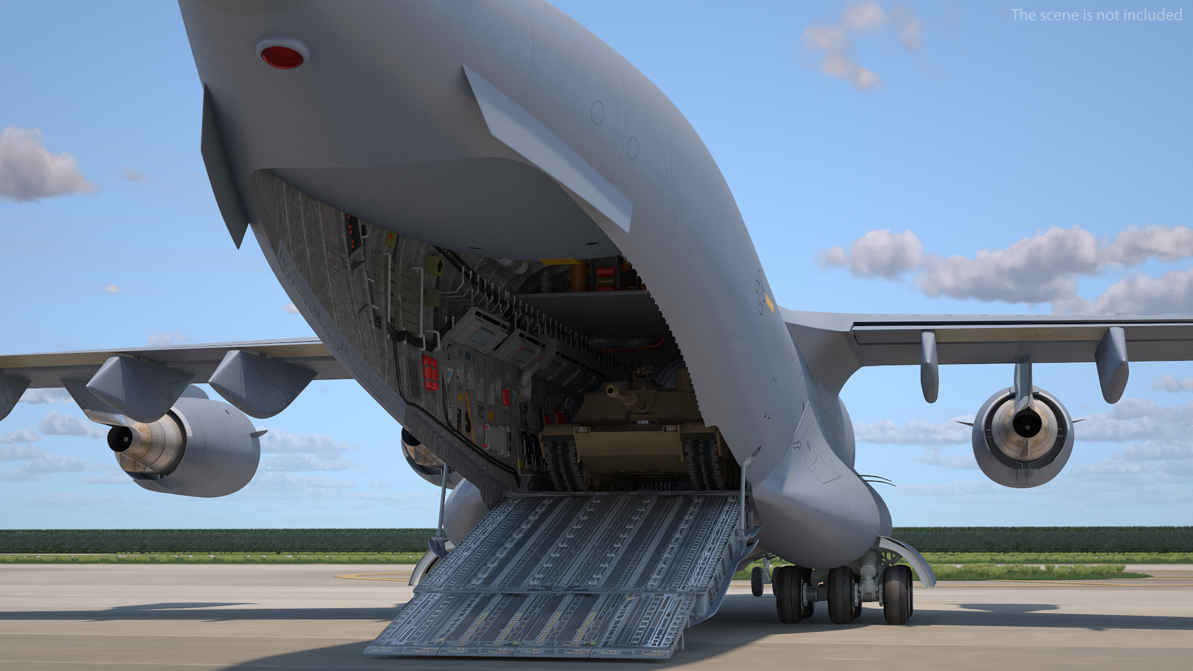 3D model C 17 Globemaster III Tactical Transport Aircraft with M1A2 Abrams Tank