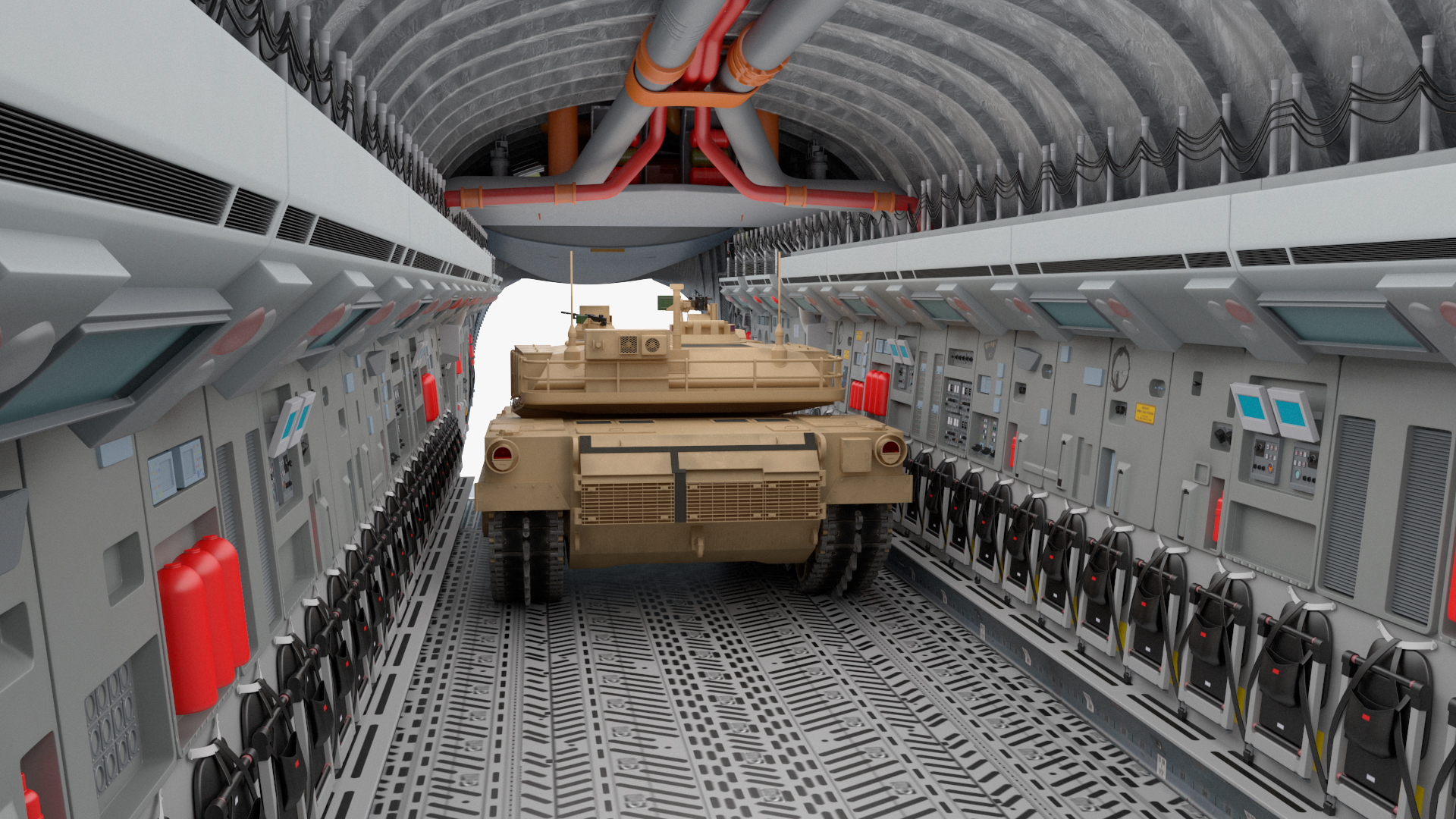 3D model C 17 Globemaster III Tactical Transport Aircraft with M1A2 Abrams Tank