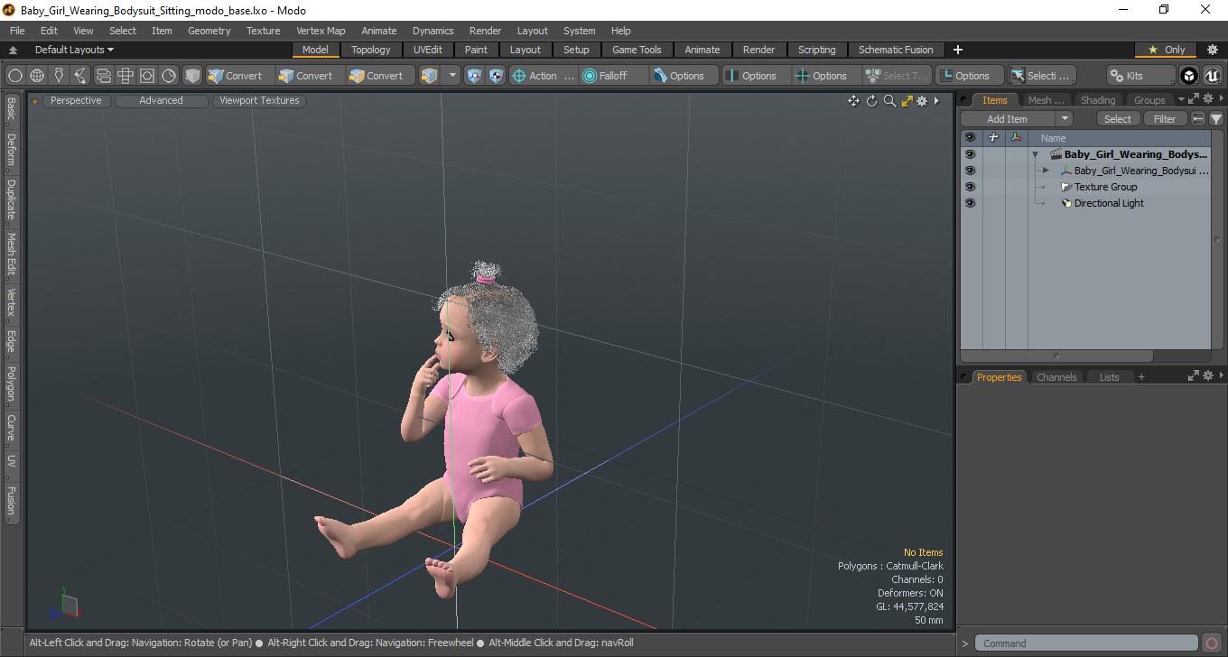 Baby Girl Wearing Bodysuit Sitting 3D model
