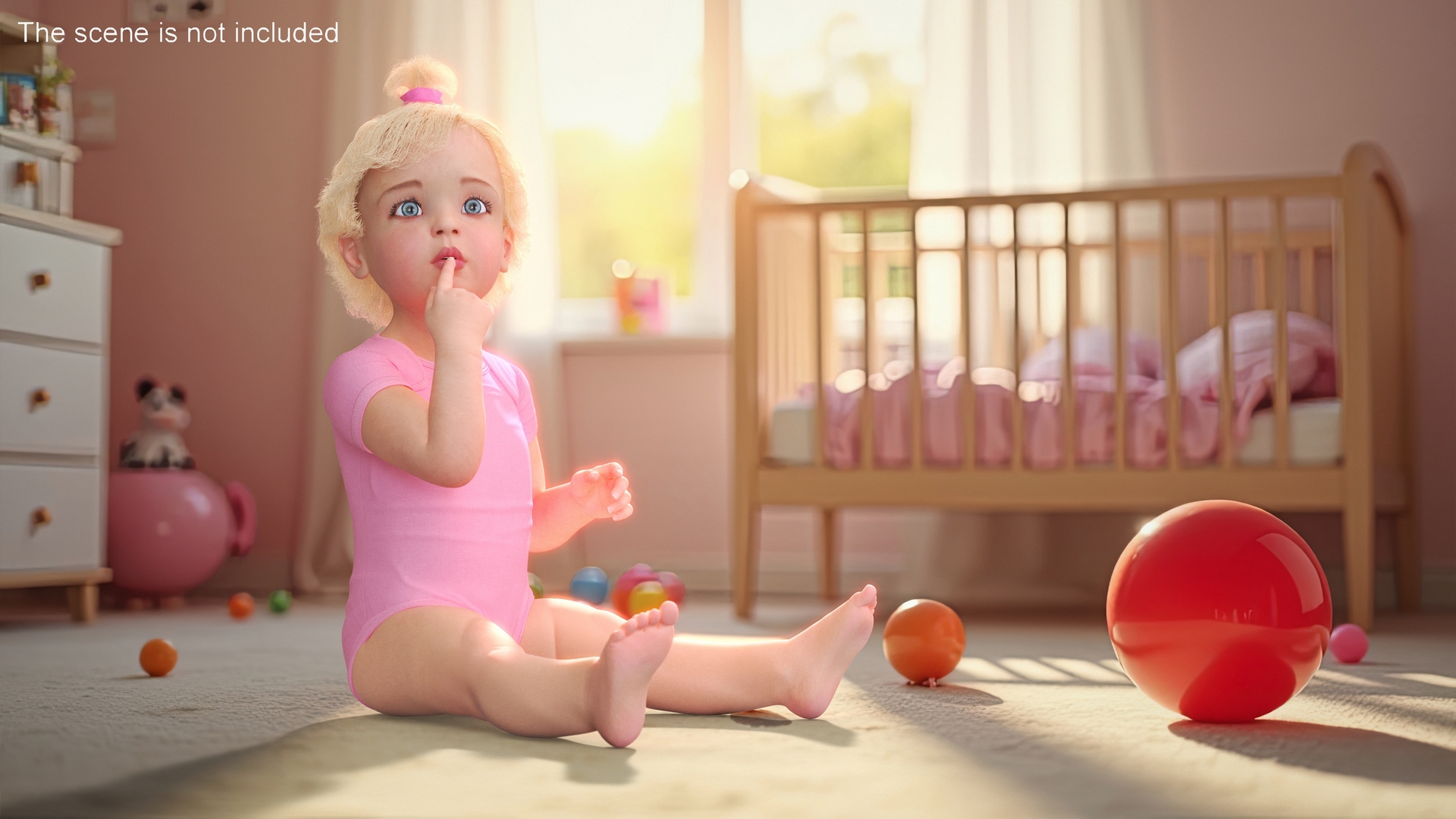 Baby Girl Wearing Bodysuit Sitting 3D model