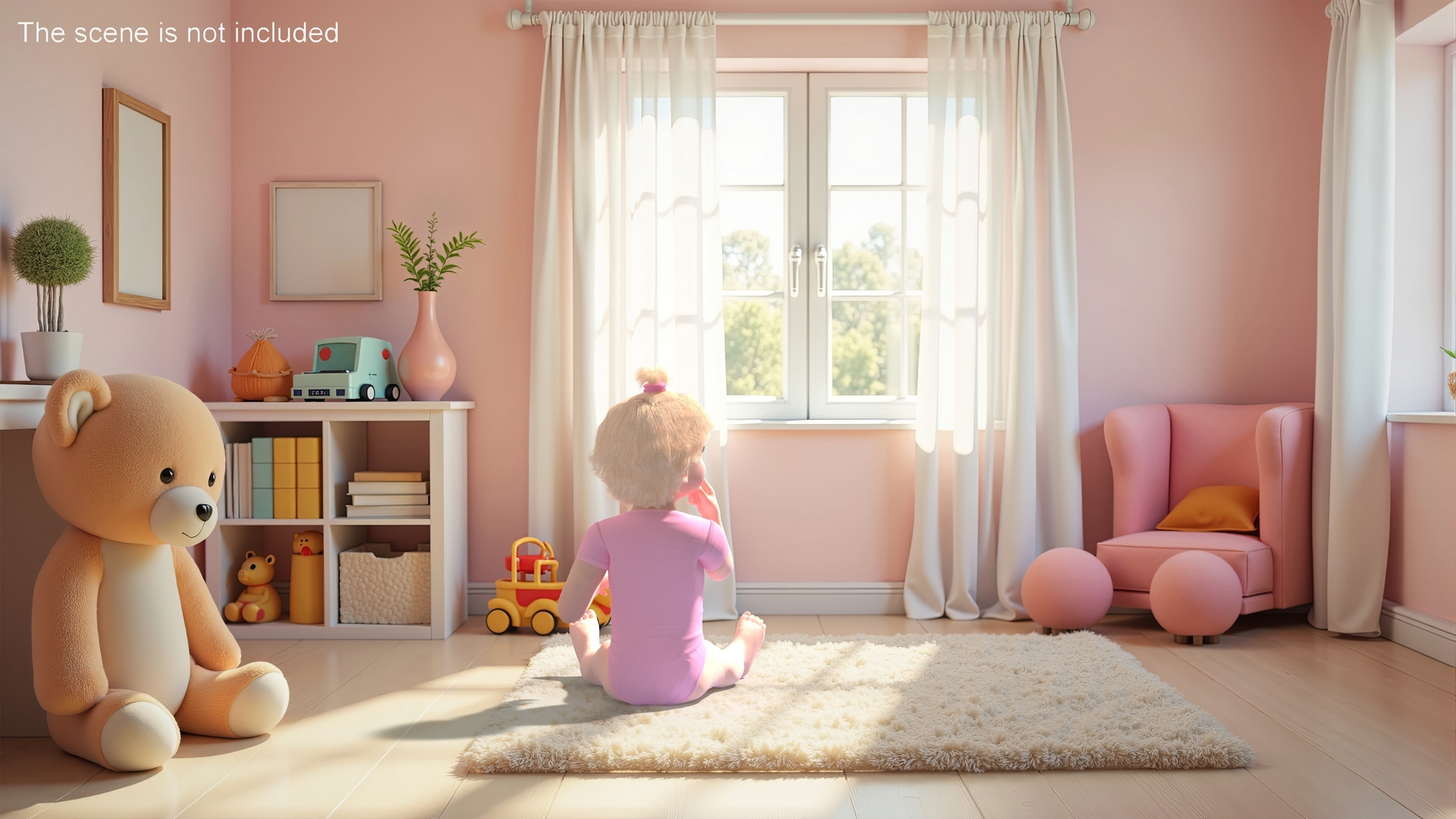 Baby Girl Wearing Bodysuit Sitting 3D model