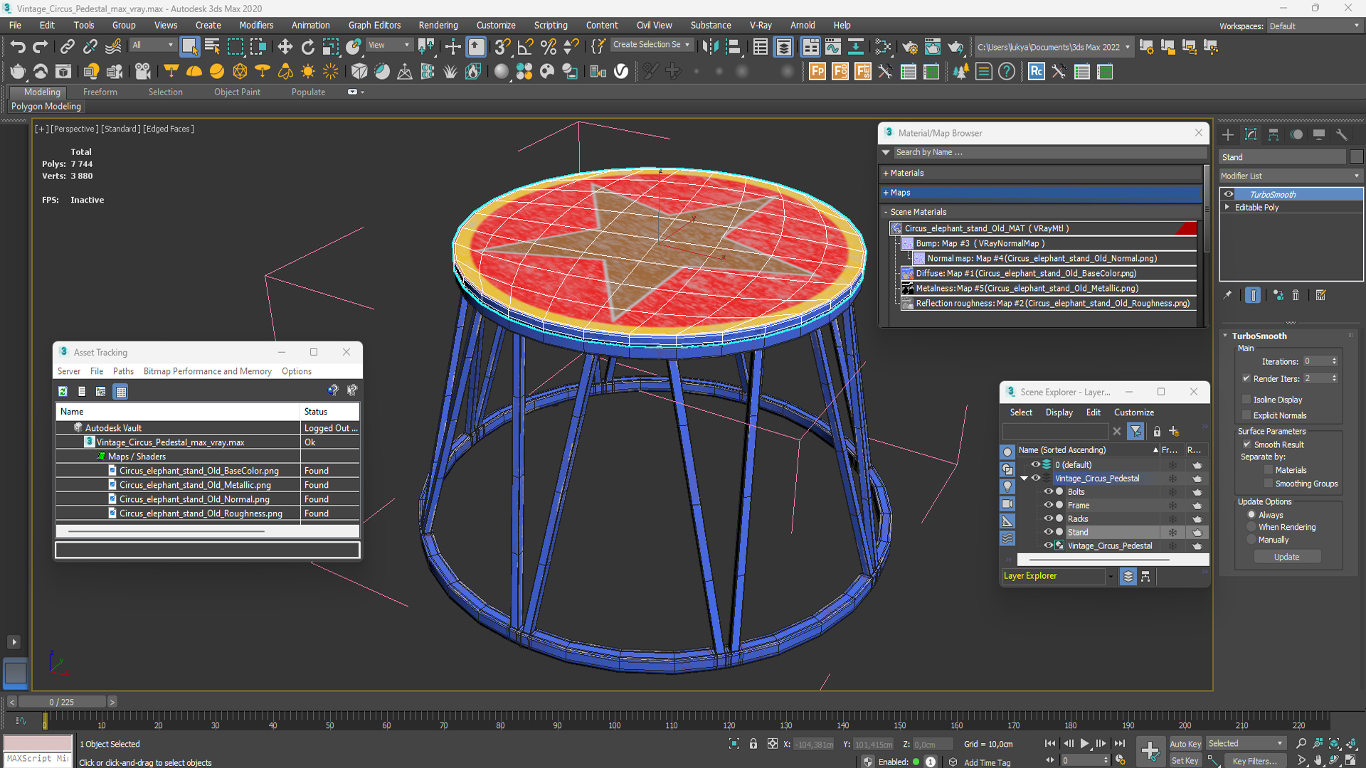 3D Vintage Circus Pedestal model