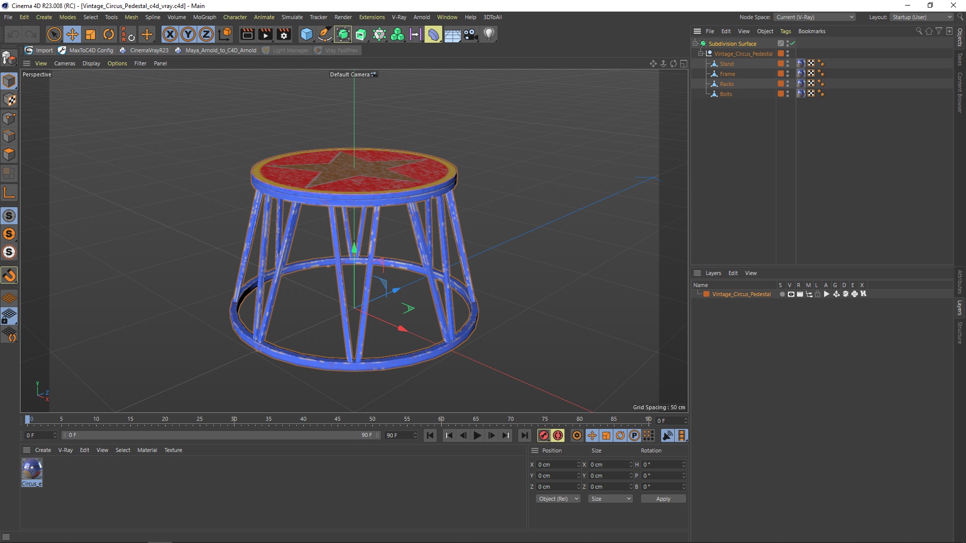 3D Vintage Circus Pedestal model