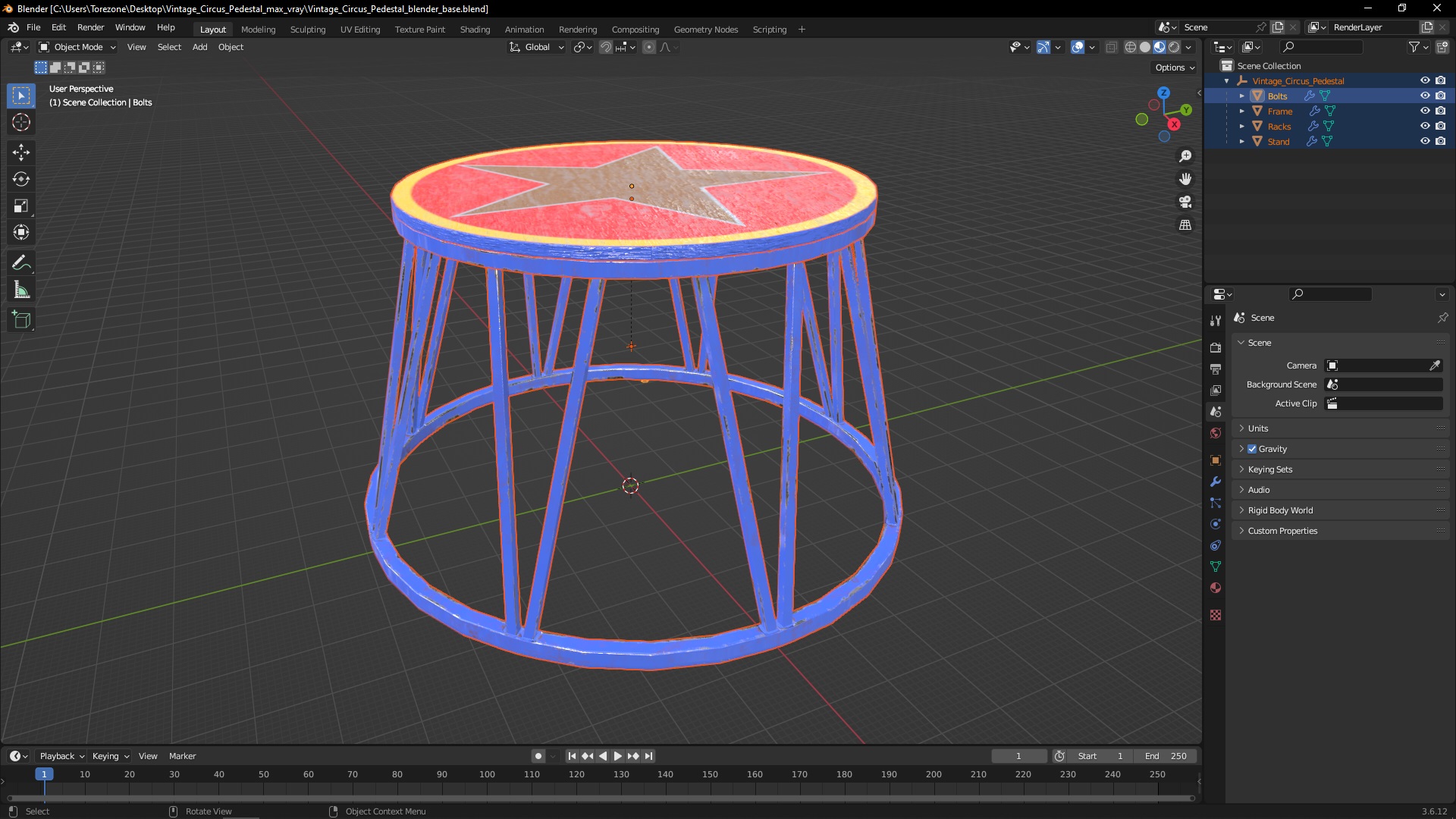 3D Vintage Circus Pedestal model