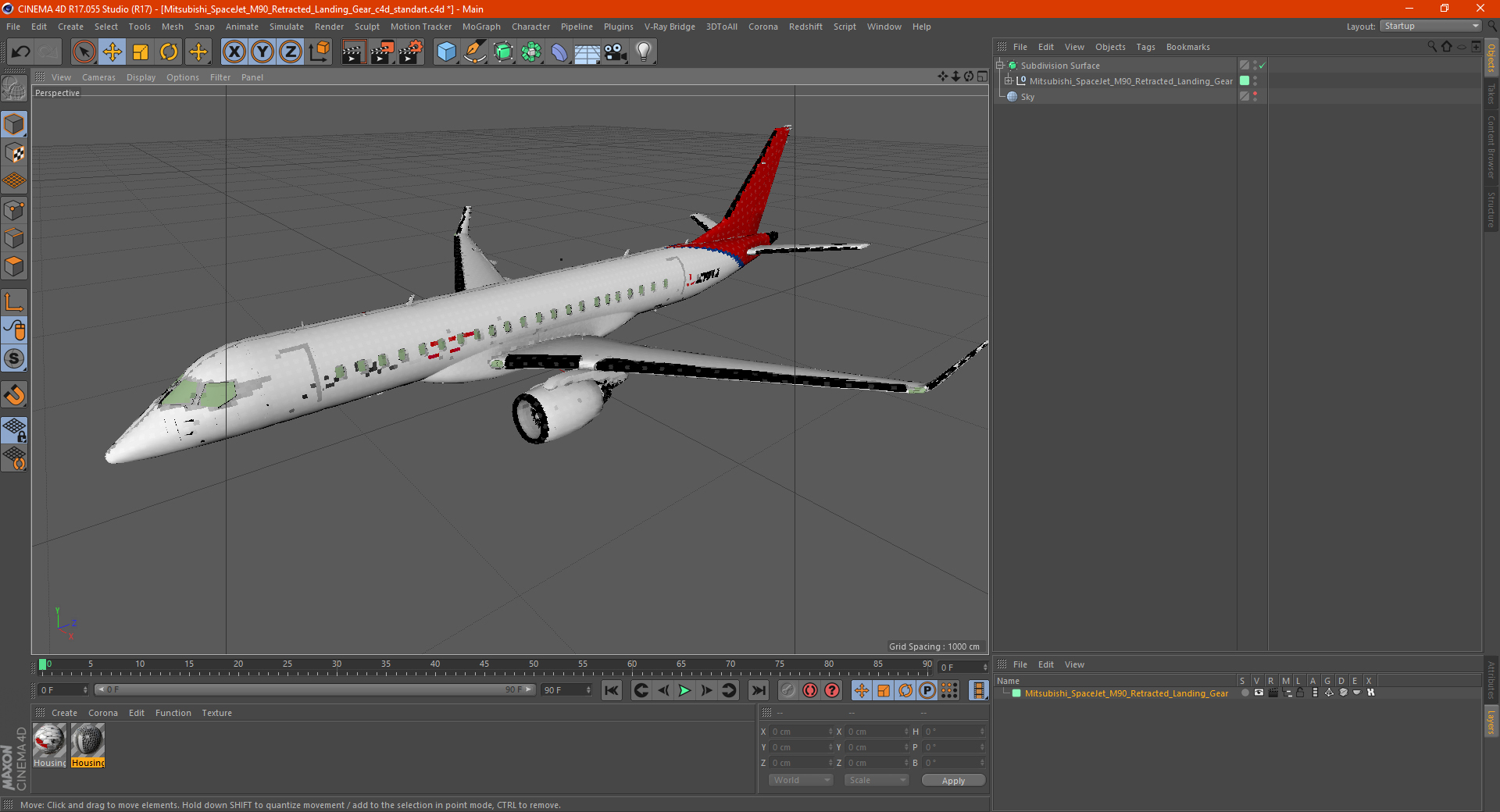 3D Mitsubishi SpaceJet M90 Retracted Landing Gear