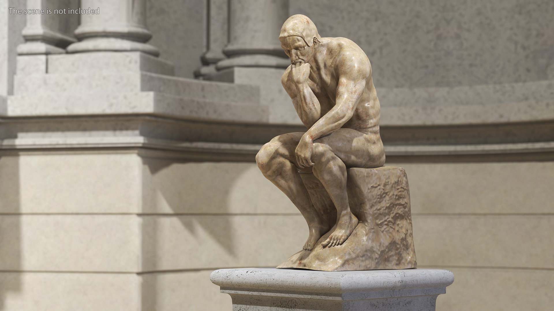 3D The Thinker Statue Marble for 3D Print model