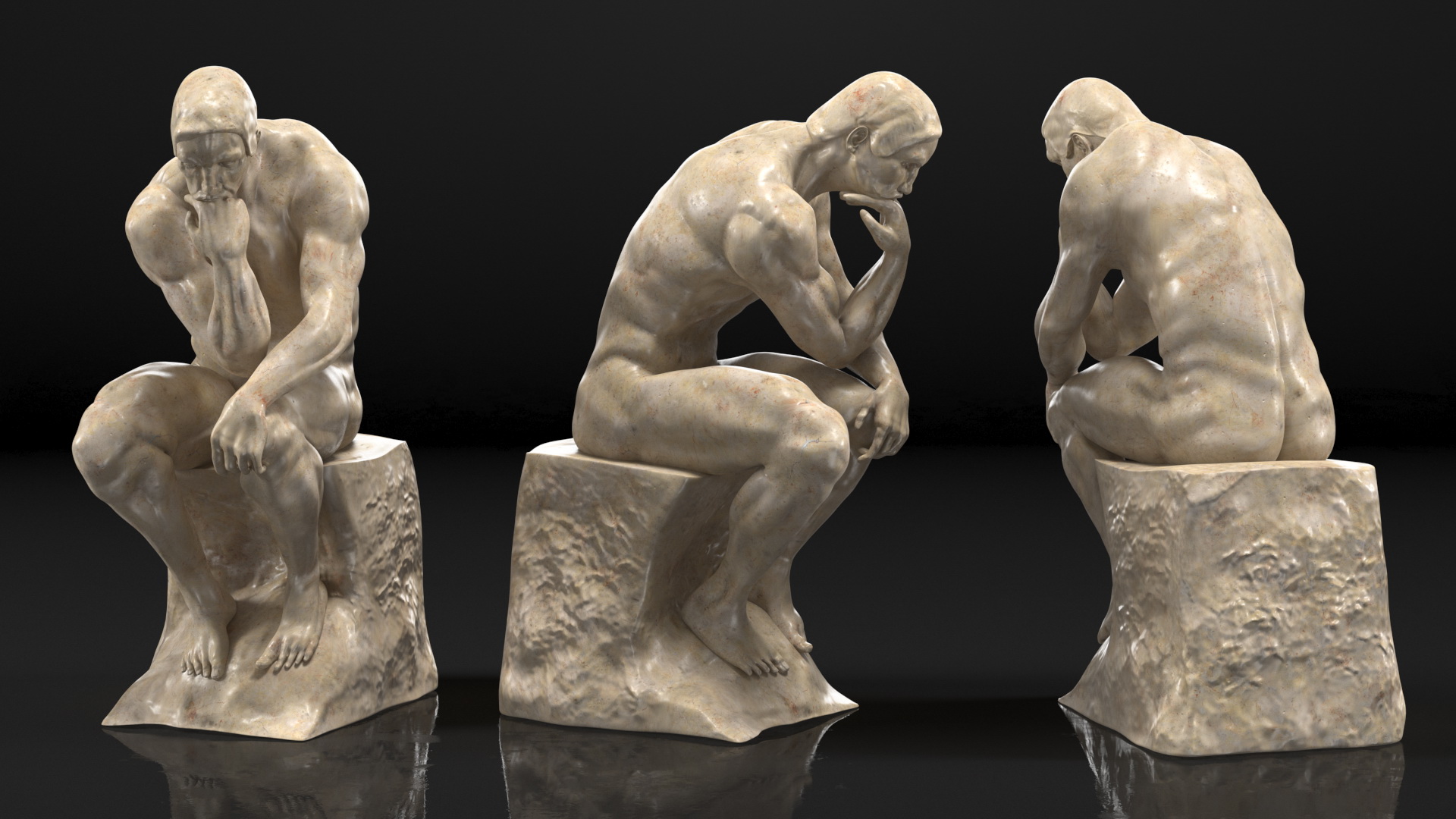 3D The Thinker Statue Marble for 3D Print model