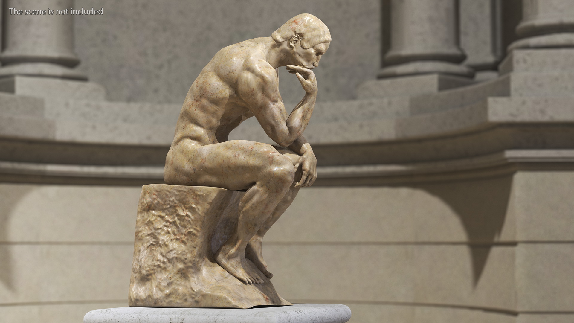 3D The Thinker Statue Marble for 3D Print model