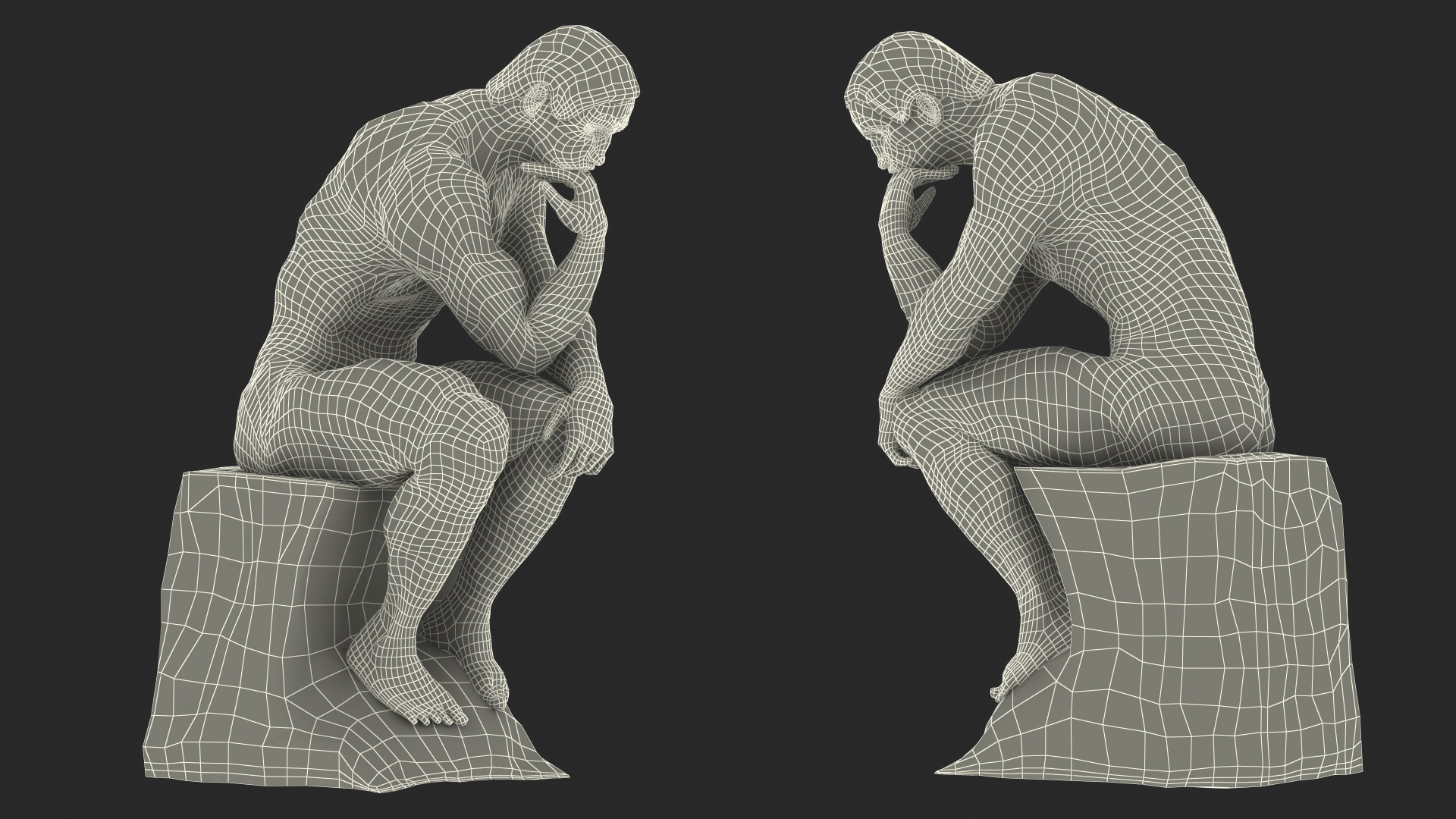 3D The Thinker Statue Marble for 3D Print model
