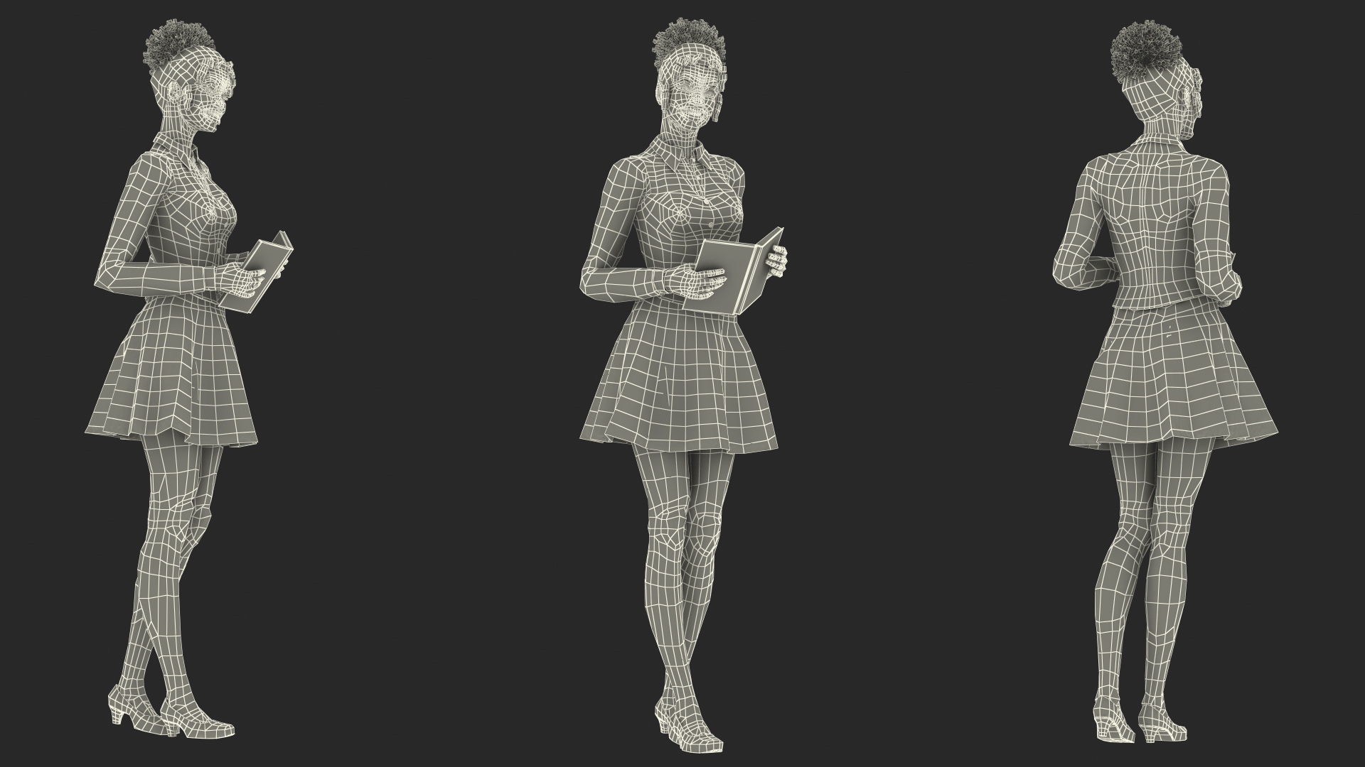 Black Young Woman Student Standing Pose 3D model