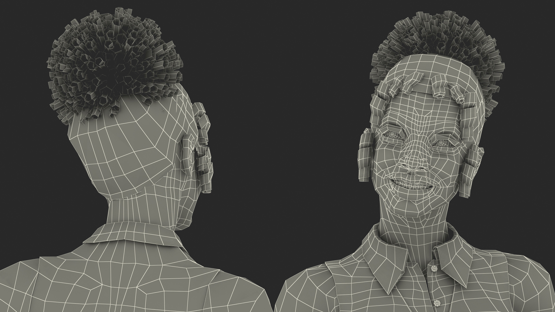 Black Young Woman Student Standing Pose 3D model