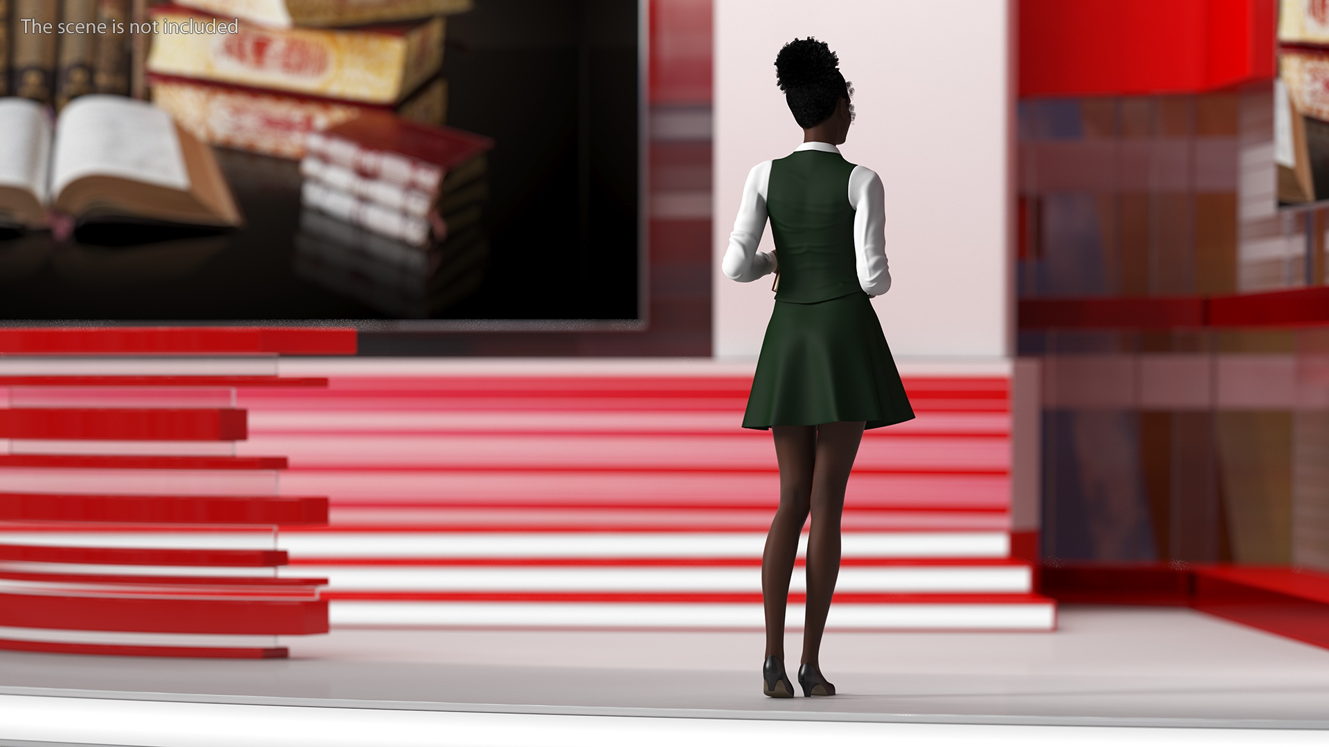 Black Young Woman Student Standing Pose 3D model