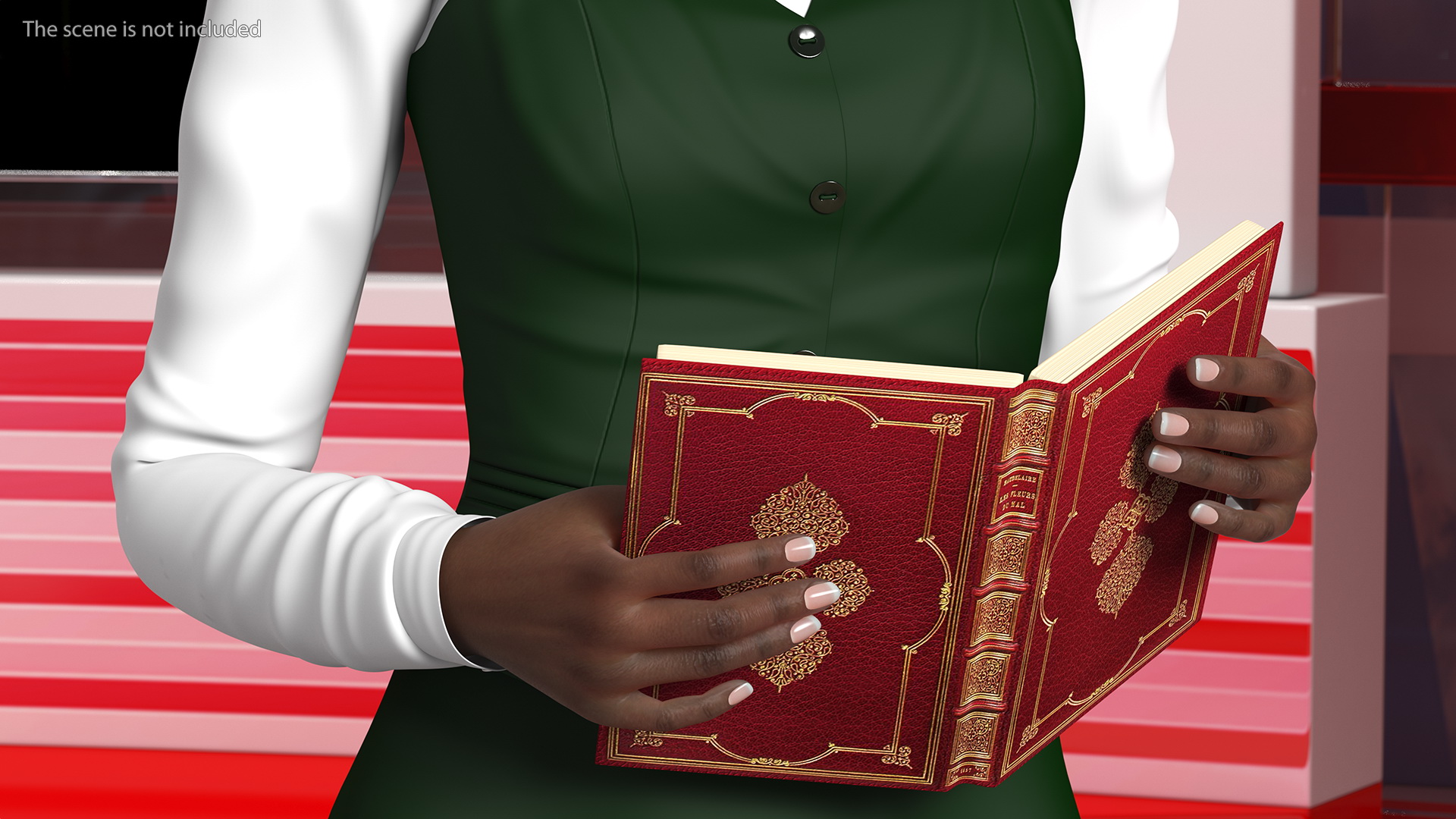 Black Young Woman Student Standing Pose 3D model
