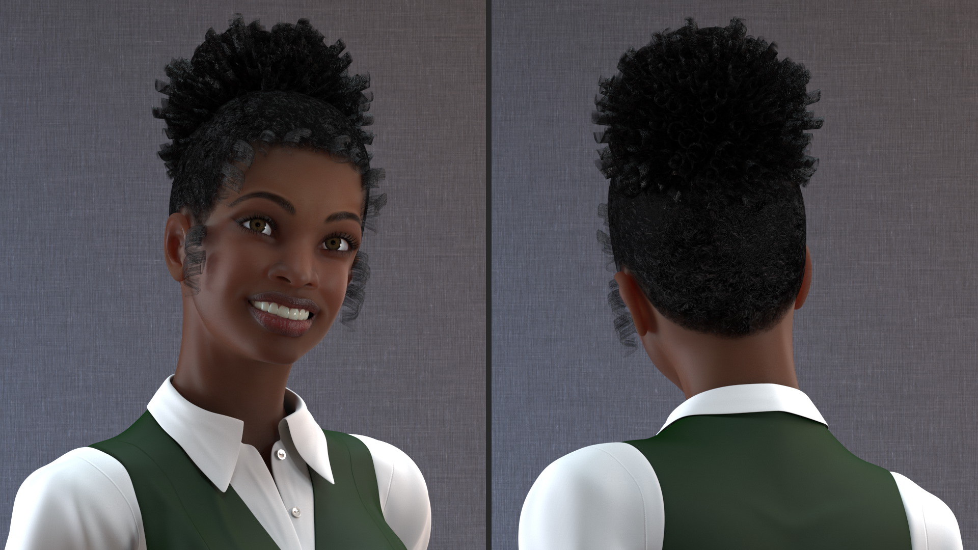 Black Young Woman Student Standing Pose 3D model
