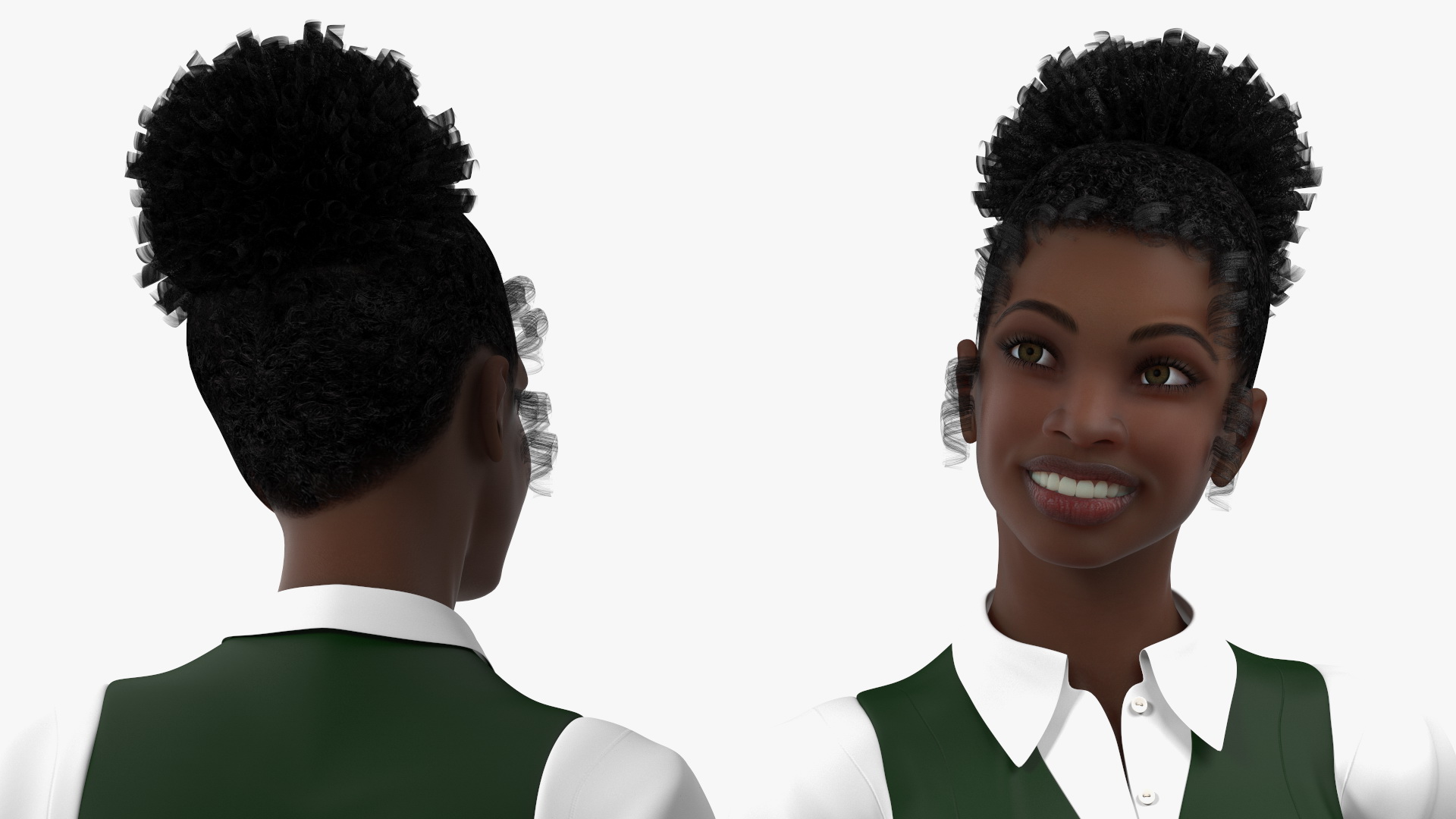 Black Young Woman Student Standing Pose 3D model