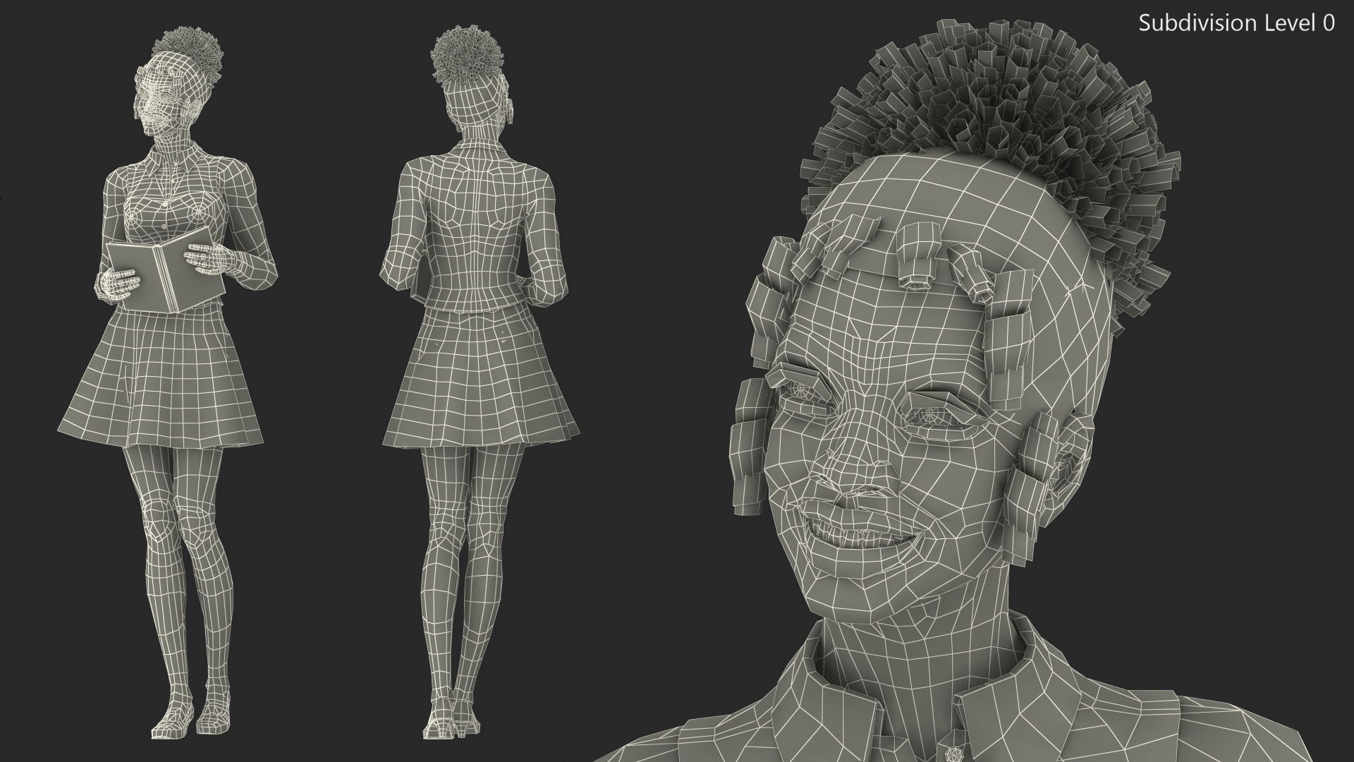 Black Young Woman Student Standing Pose 3D model
