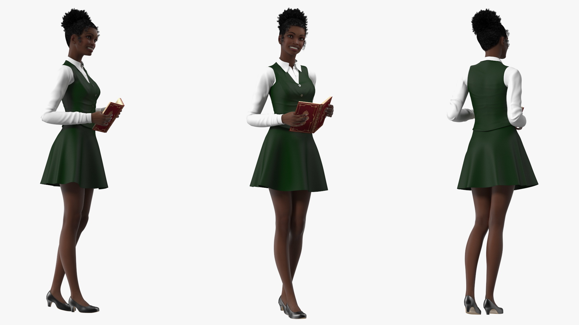 Black Young Woman Student Standing Pose 3D model
