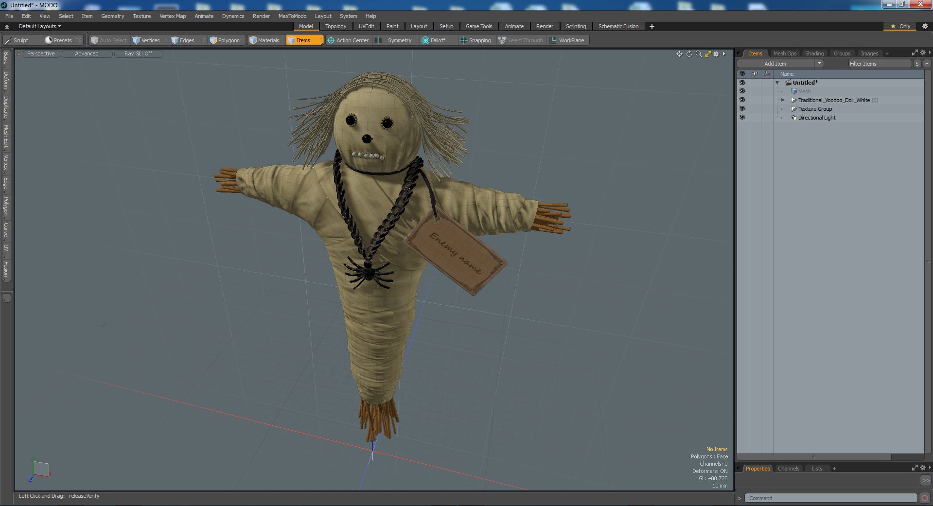 Traditional Voodoo Doll White 3D model