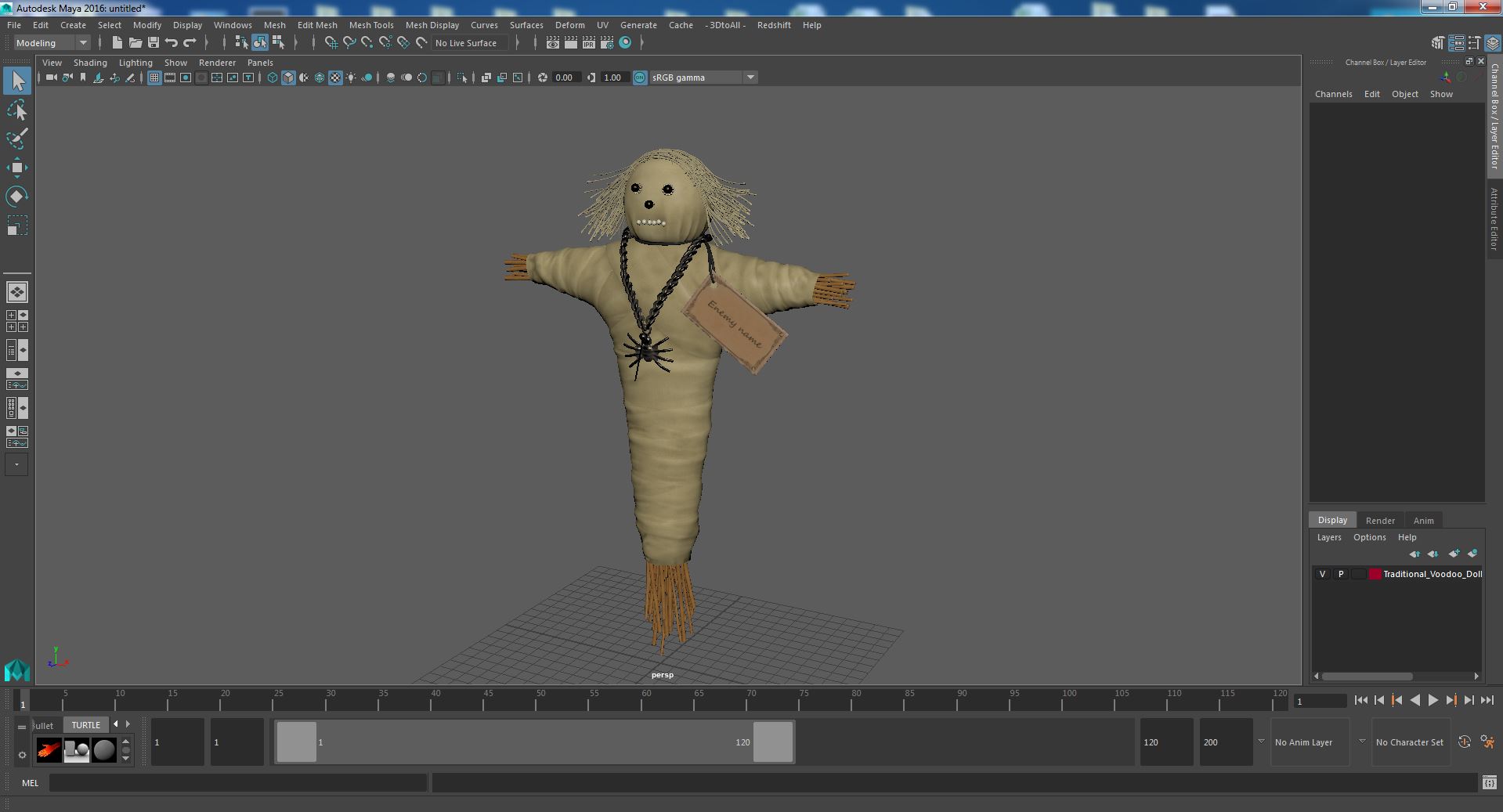Traditional Voodoo Doll White 3D model