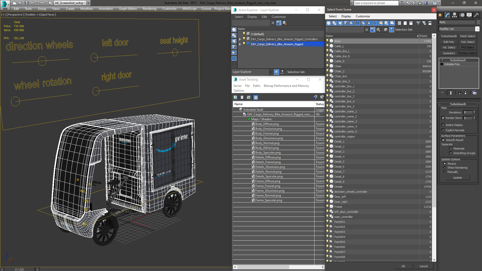 3D EAV Cargo Delivery Bike Amazon Rigged for Cinema 4D